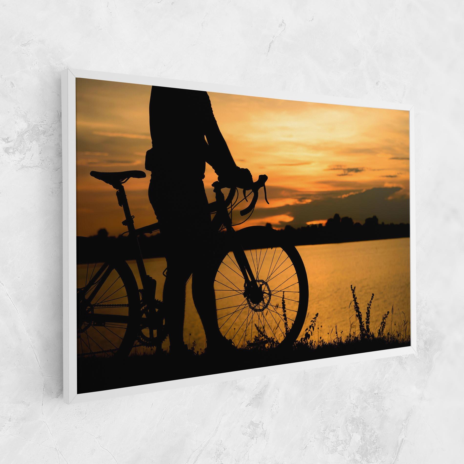 Leinwandbild Bicycle Sunset Silhouette mockup 1