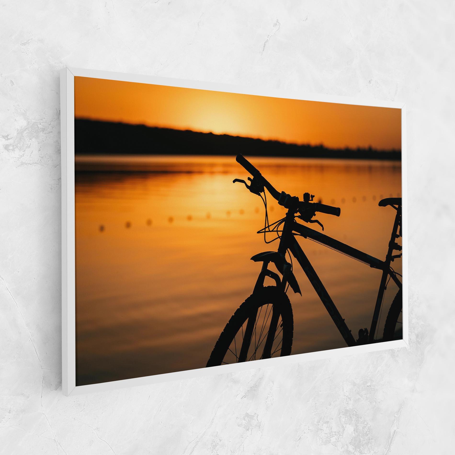 Leinwandbild Sunset Lake Bike mockup 1