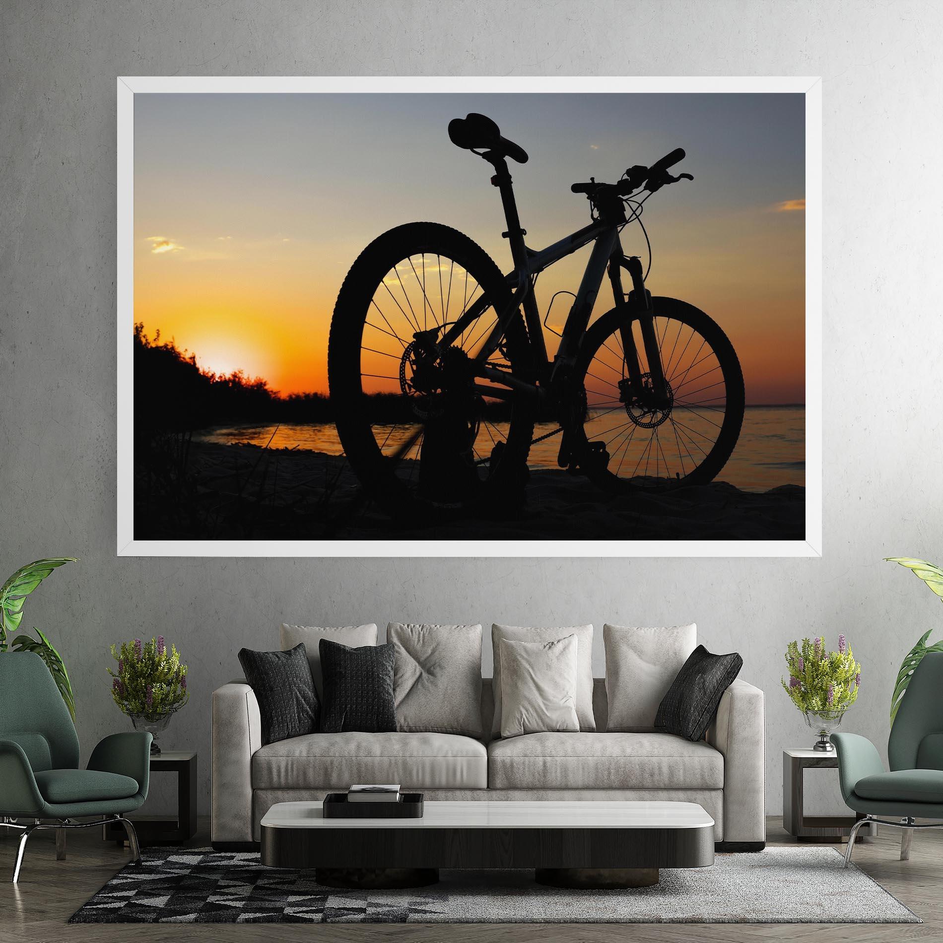 Leinwandbild Beach Bike Silhouette mockup 7