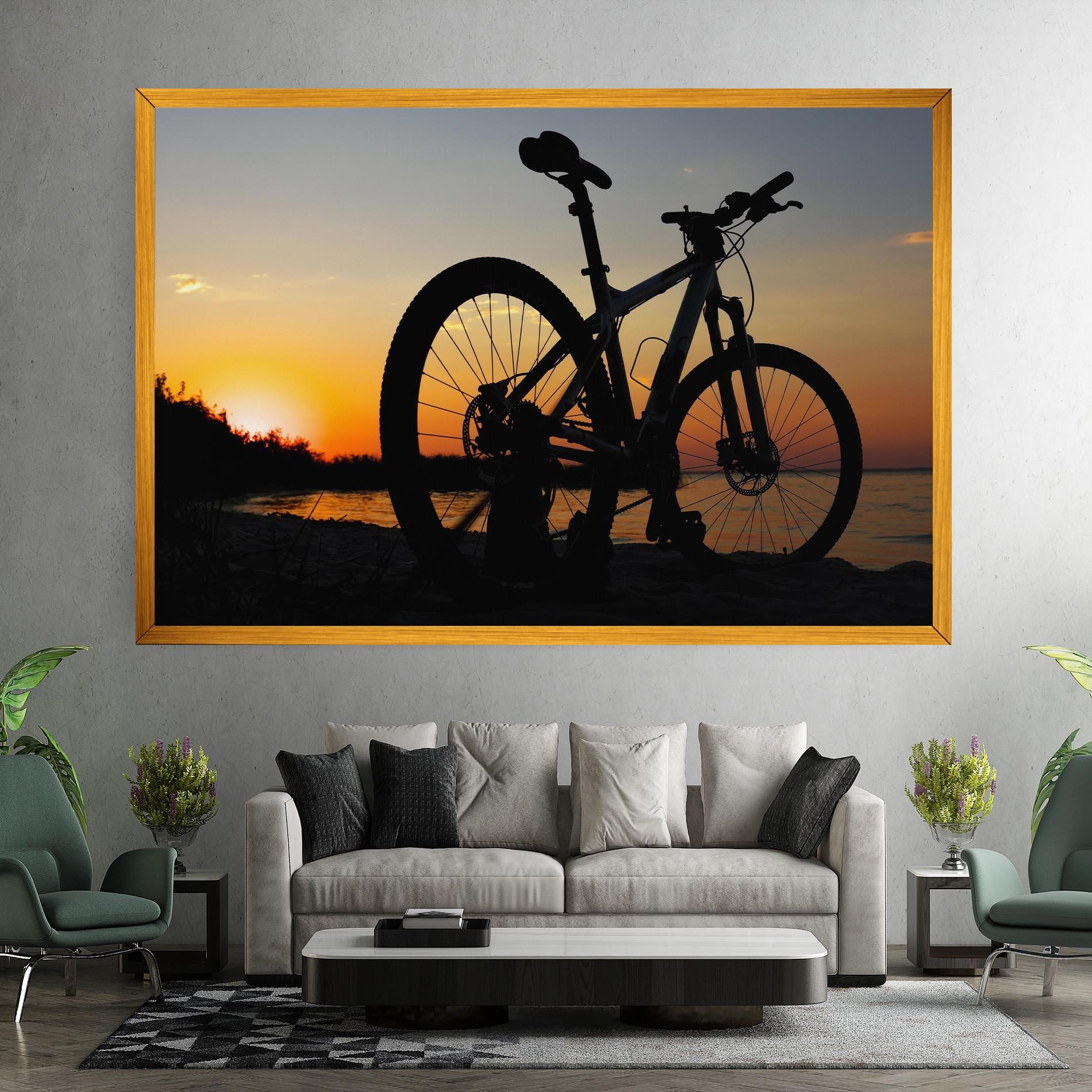 Leinwandbild Beach Bike Silhouette mockup 7