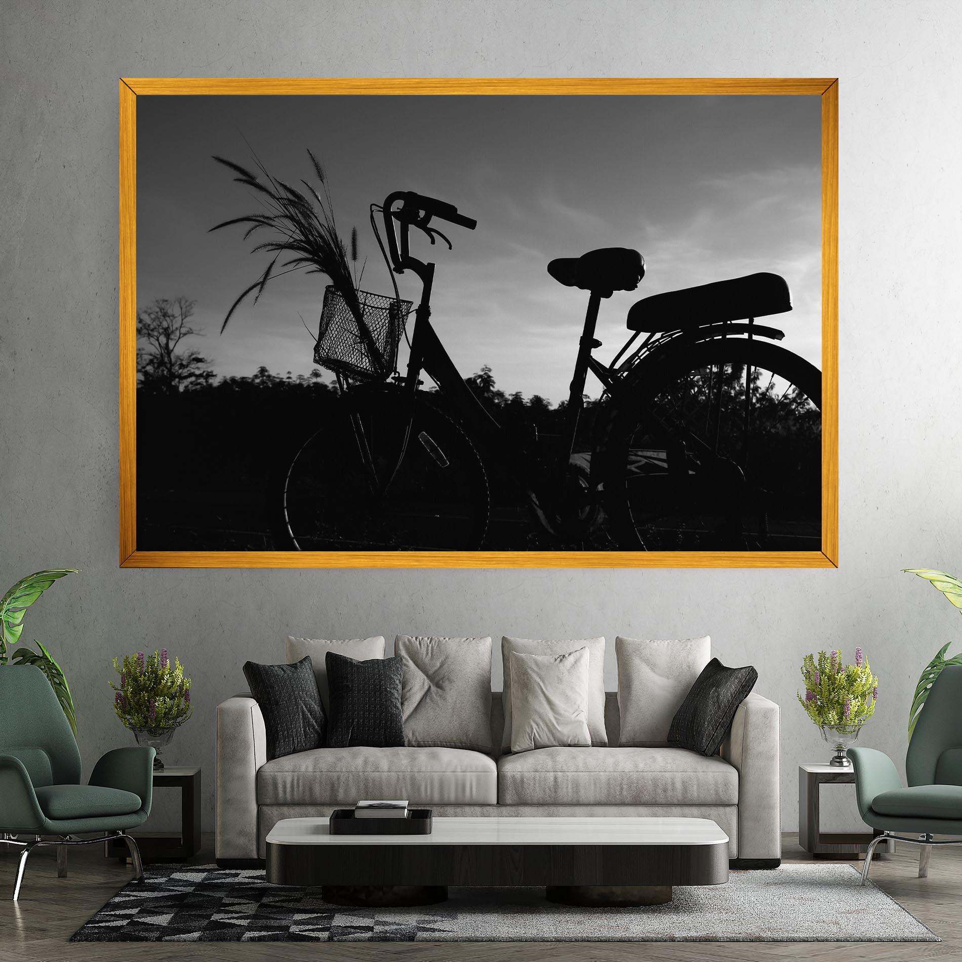 Leinwandbild Black Bike Shilouette mockup 7