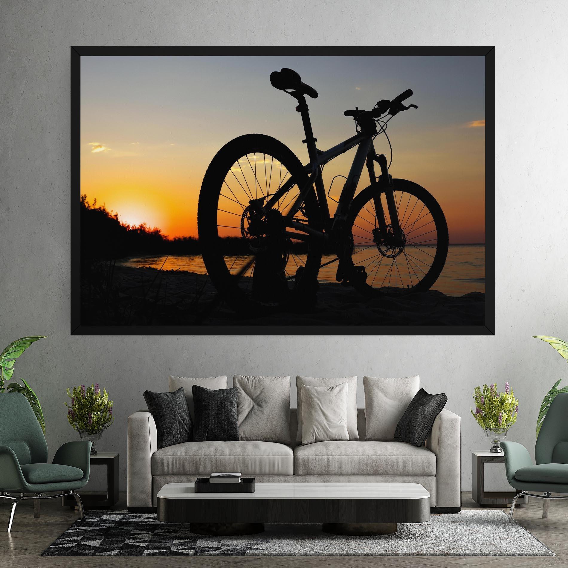 Leinwandbild Beach Bike Silhouette mockup 7