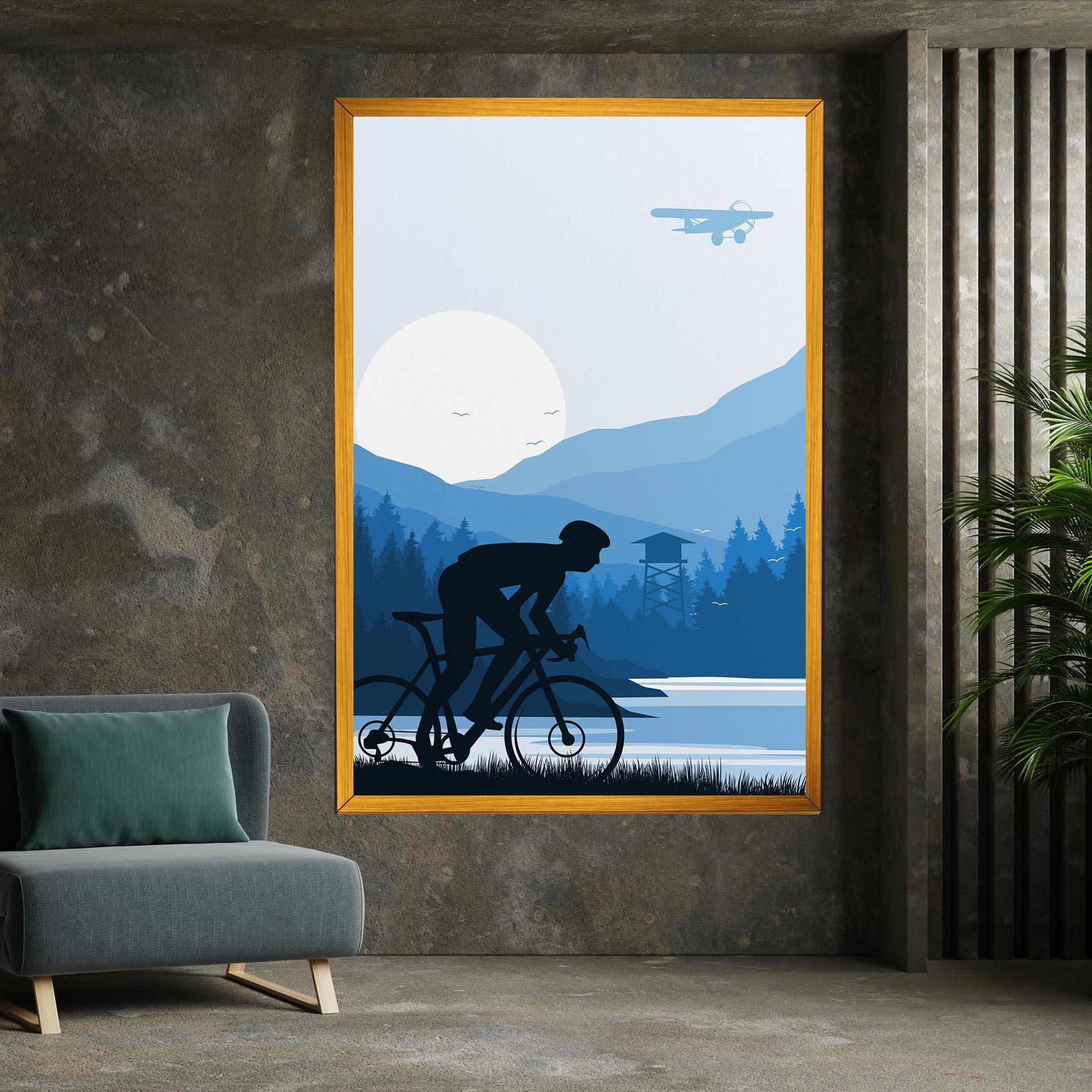 Leinwandbild Blue Light Bike mockup 7
