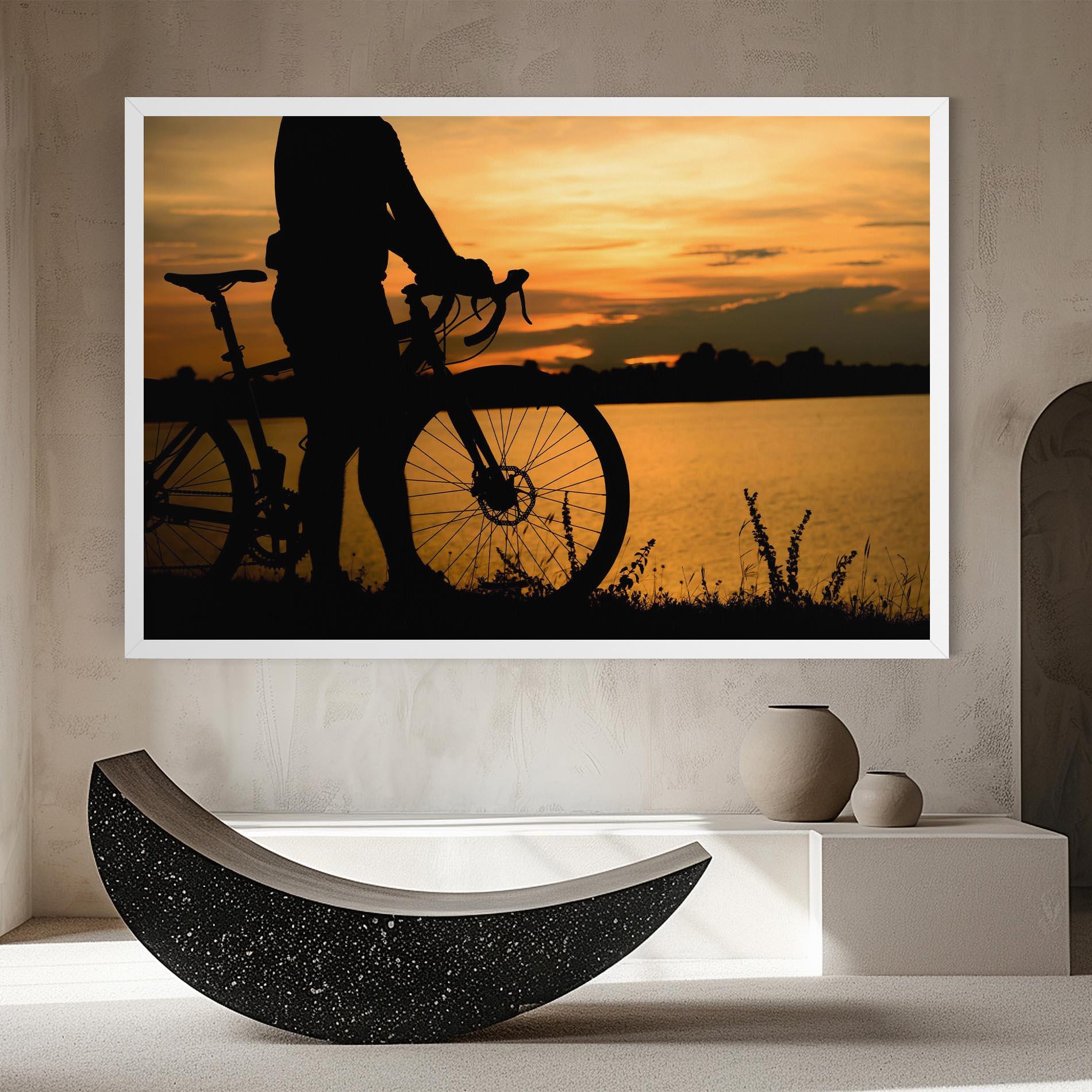 Leinwandbild Bicycle Sunset Silhouette mockup 8
