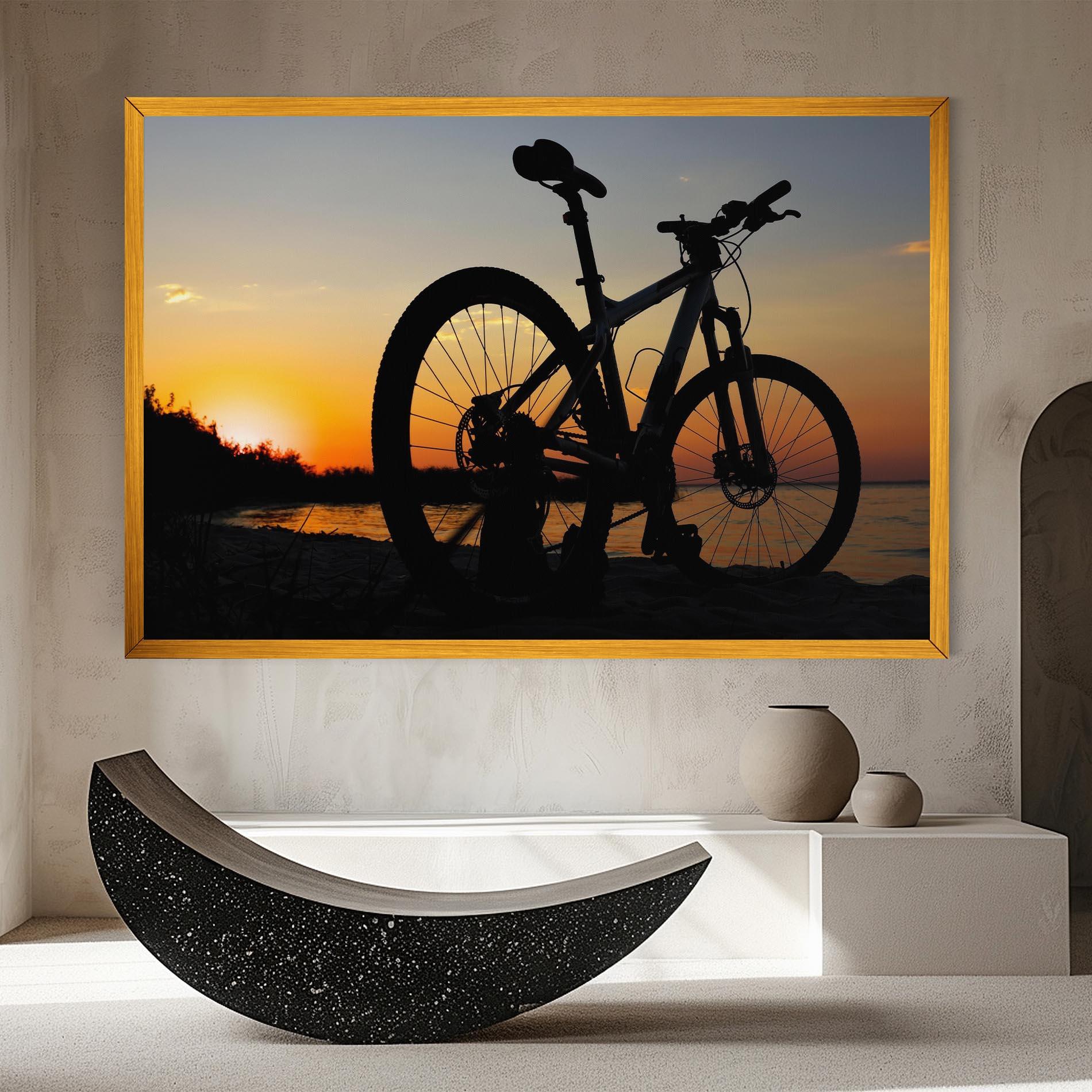 Leinwandbild Beach Bike Silhouette mockup 8