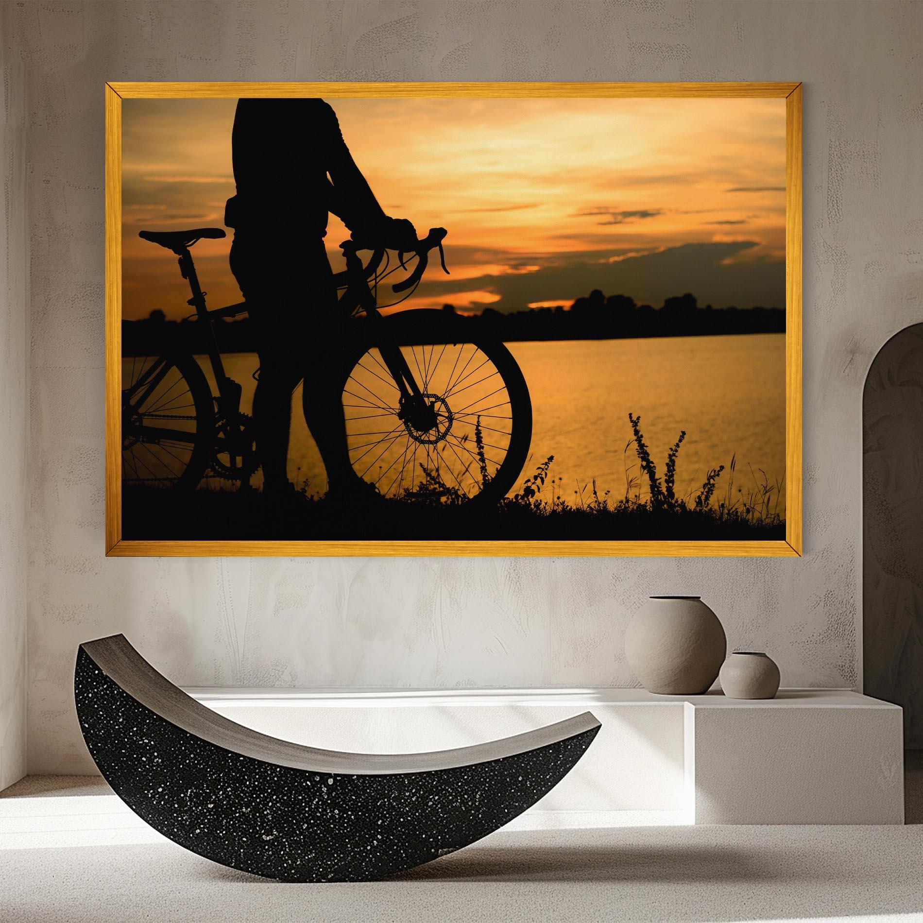 Leinwandbild Bicycle Sunset Silhouette mockup 8