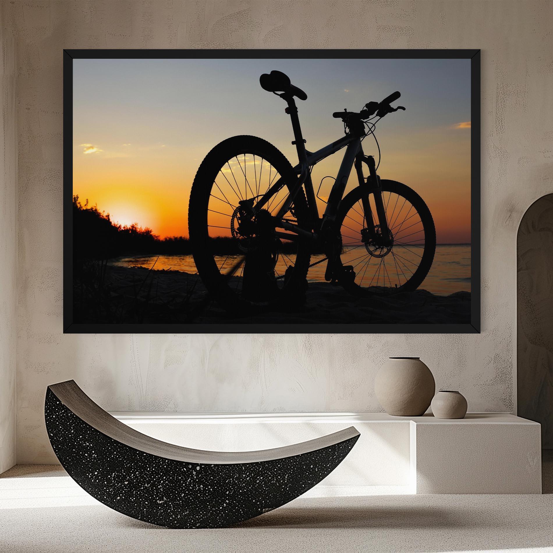 Leinwandbild Beach Bike Silhouette mockup 8