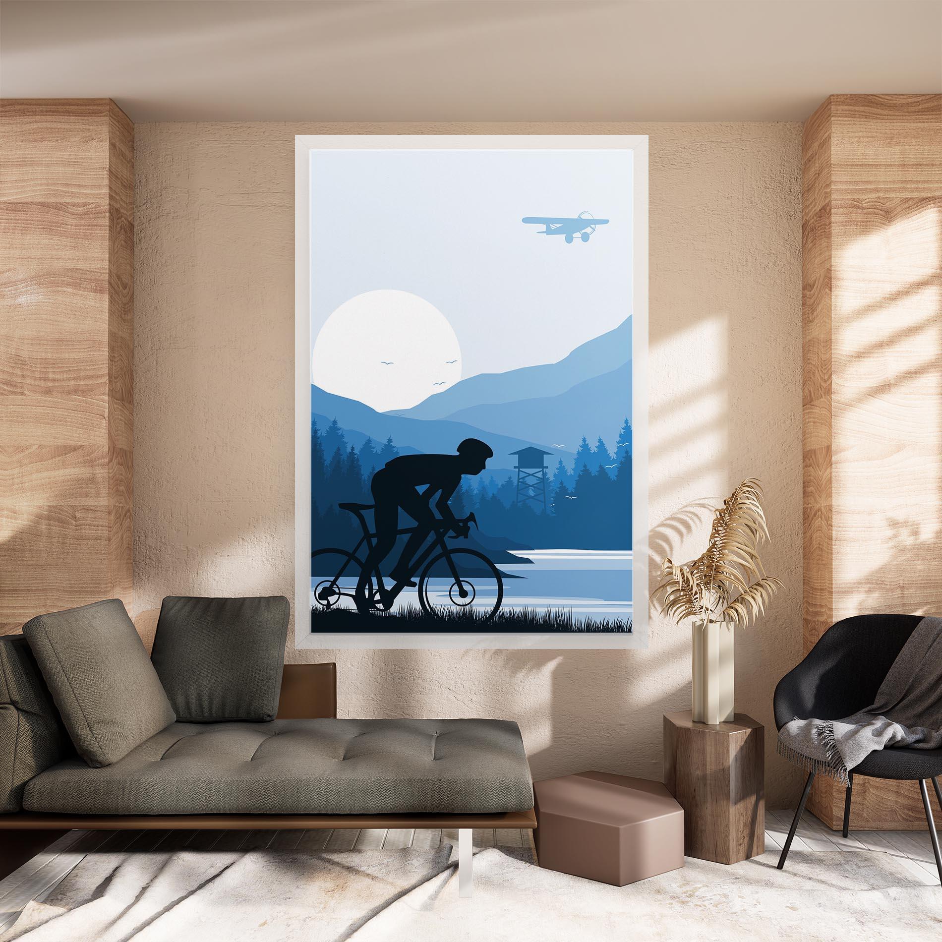 Leinwandbild Blue Light Bike mockup 8