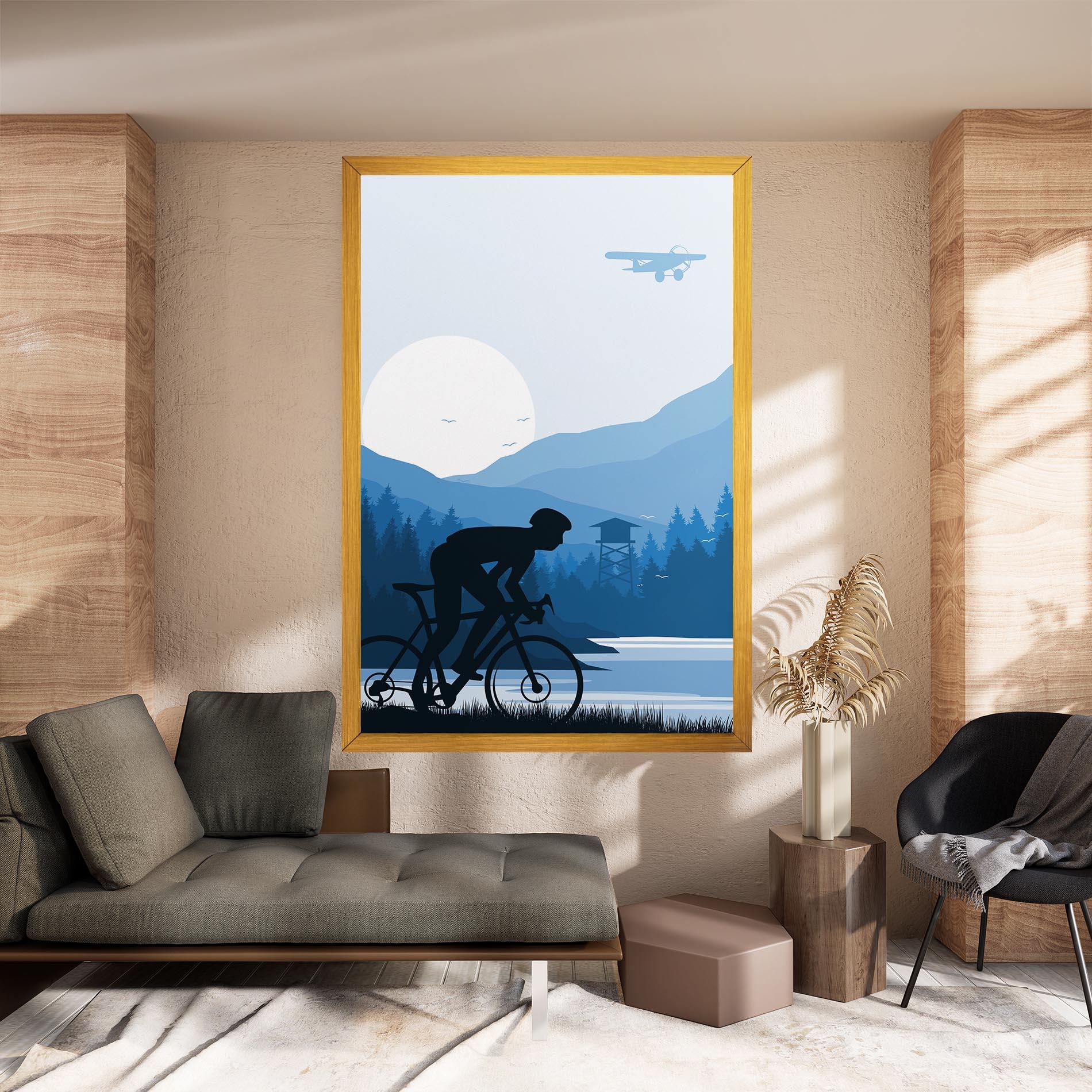 Leinwandbild Blue Light Bike mockup 8