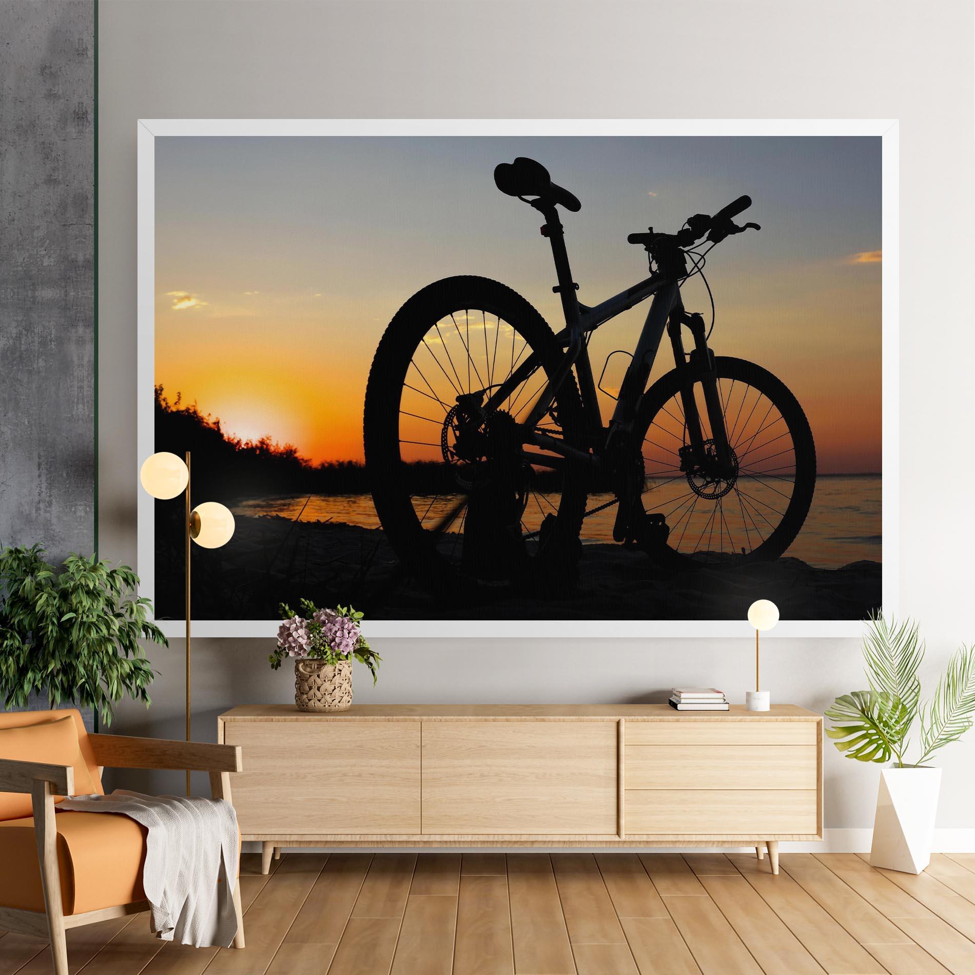 Leinwandbild Beach Bike Silhouette mockup 9