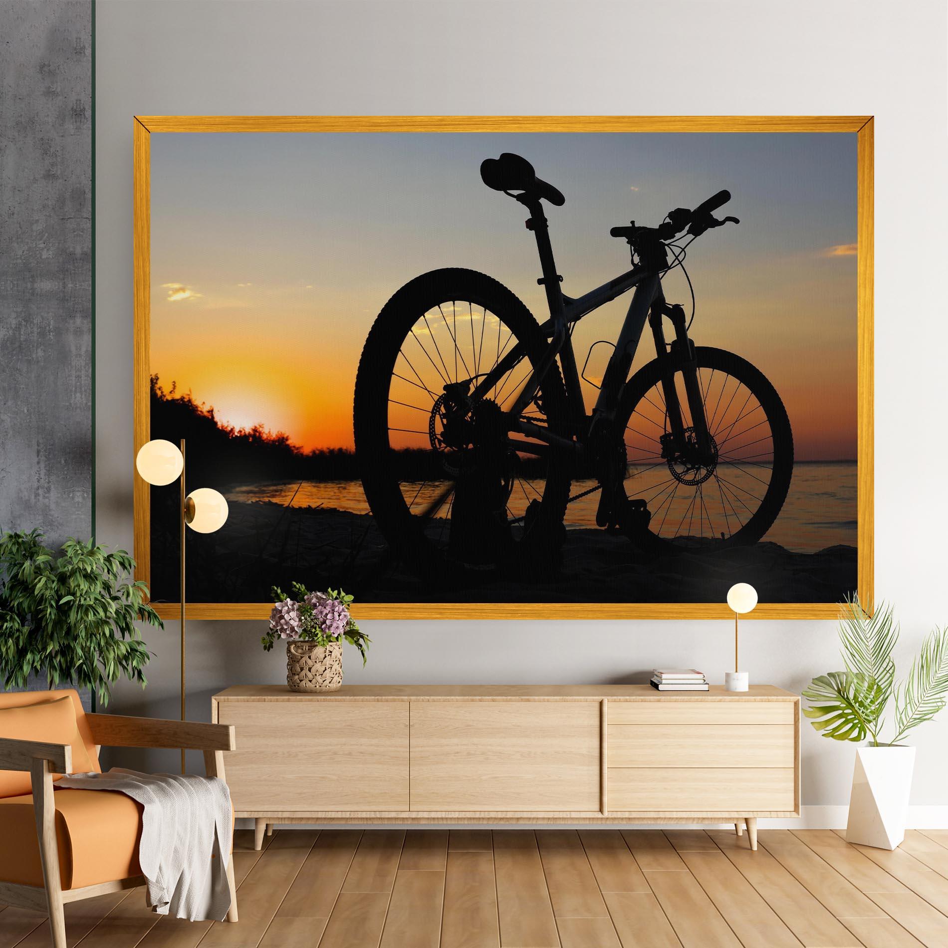 Leinwandbild Beach Bike Silhouette mockup 9