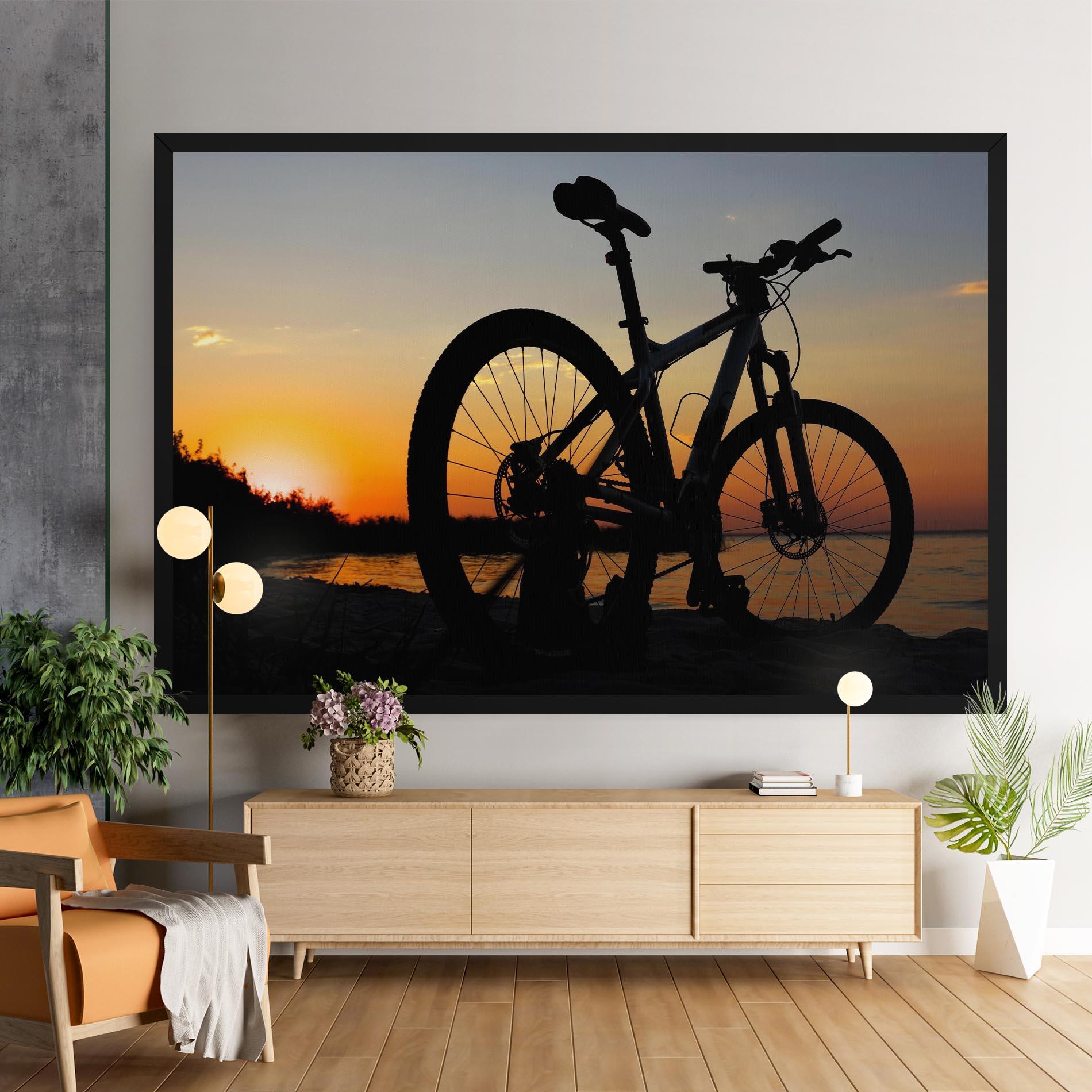 Leinwandbild Beach Bike Silhouette mockup 9
