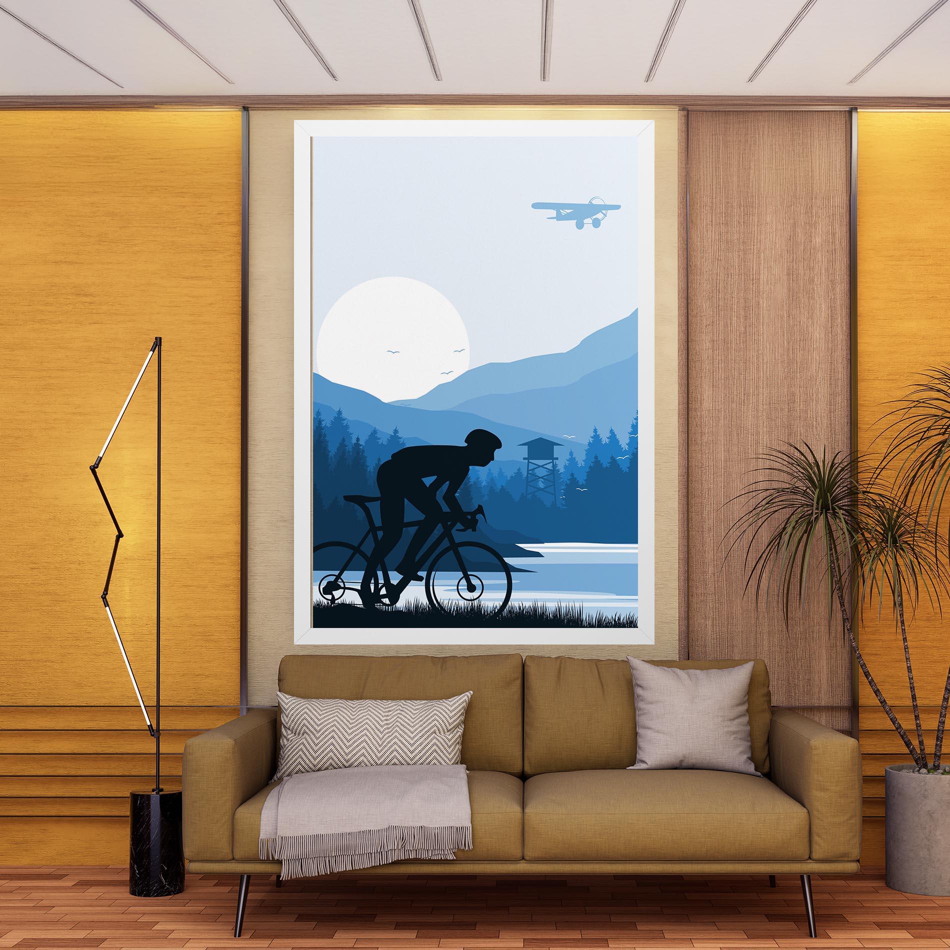 Leinwandbild Blue Light Bike mockup 9