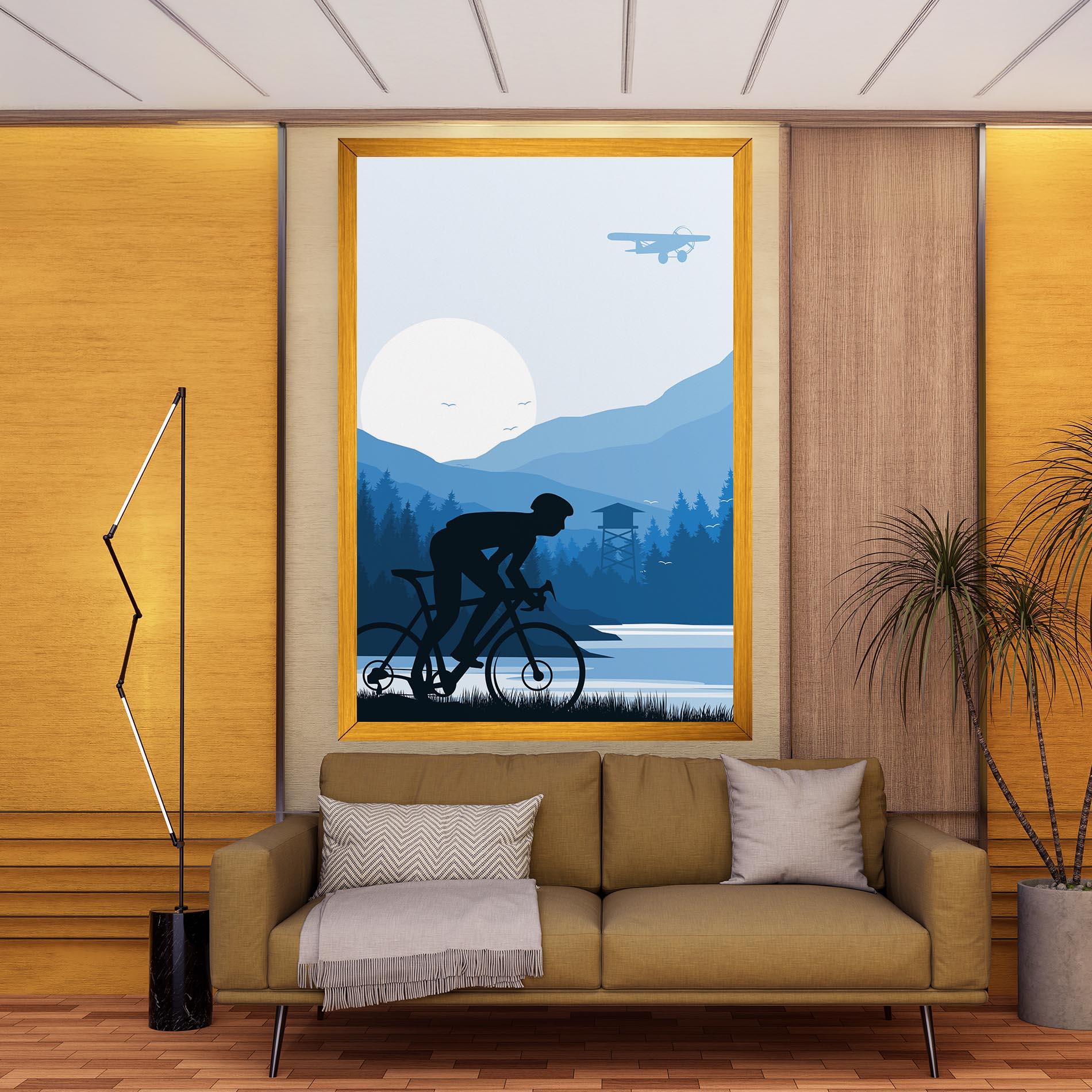 Leinwandbild Blue Light Bike mockup 9