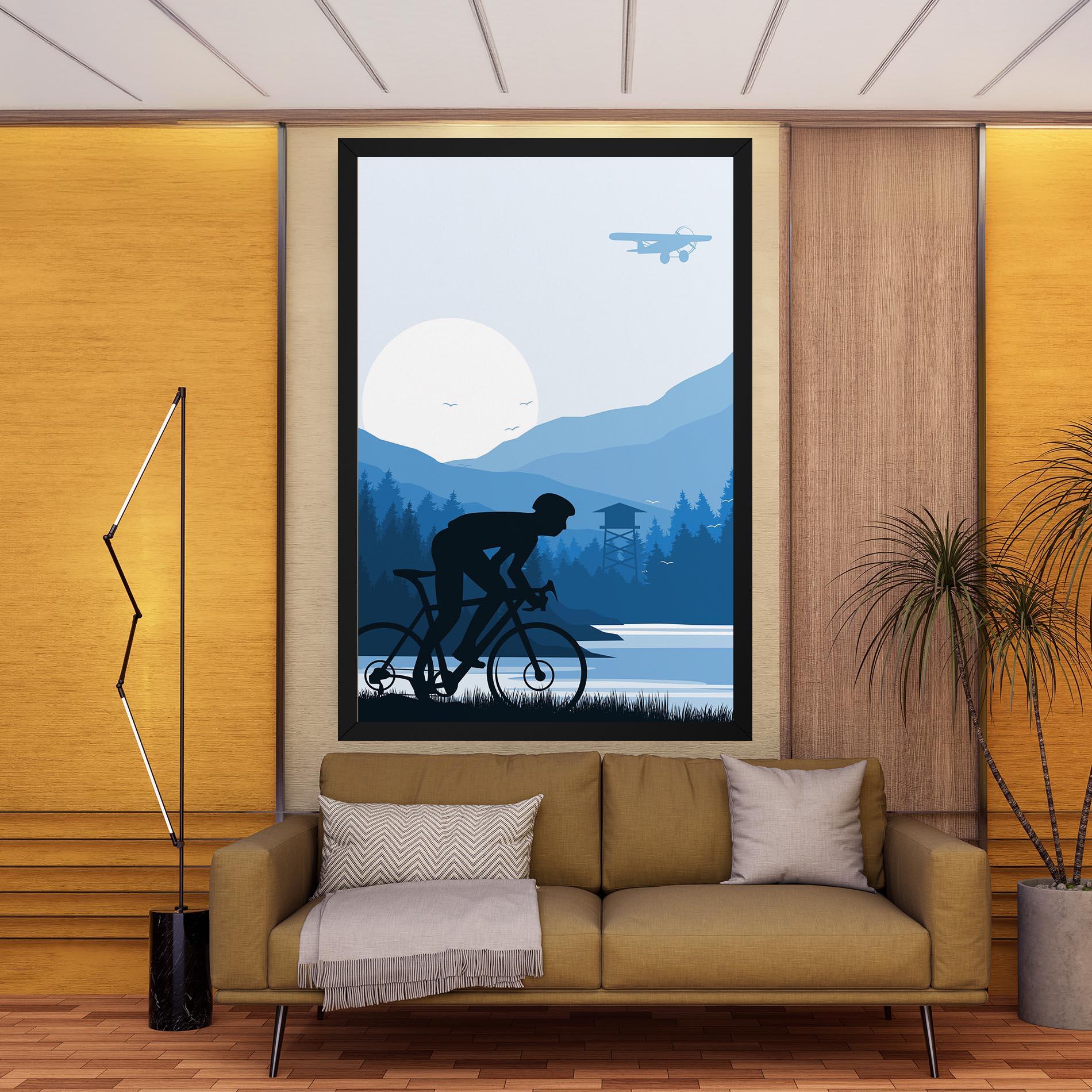 Leinwandbild Blue Light Bike mockup 9