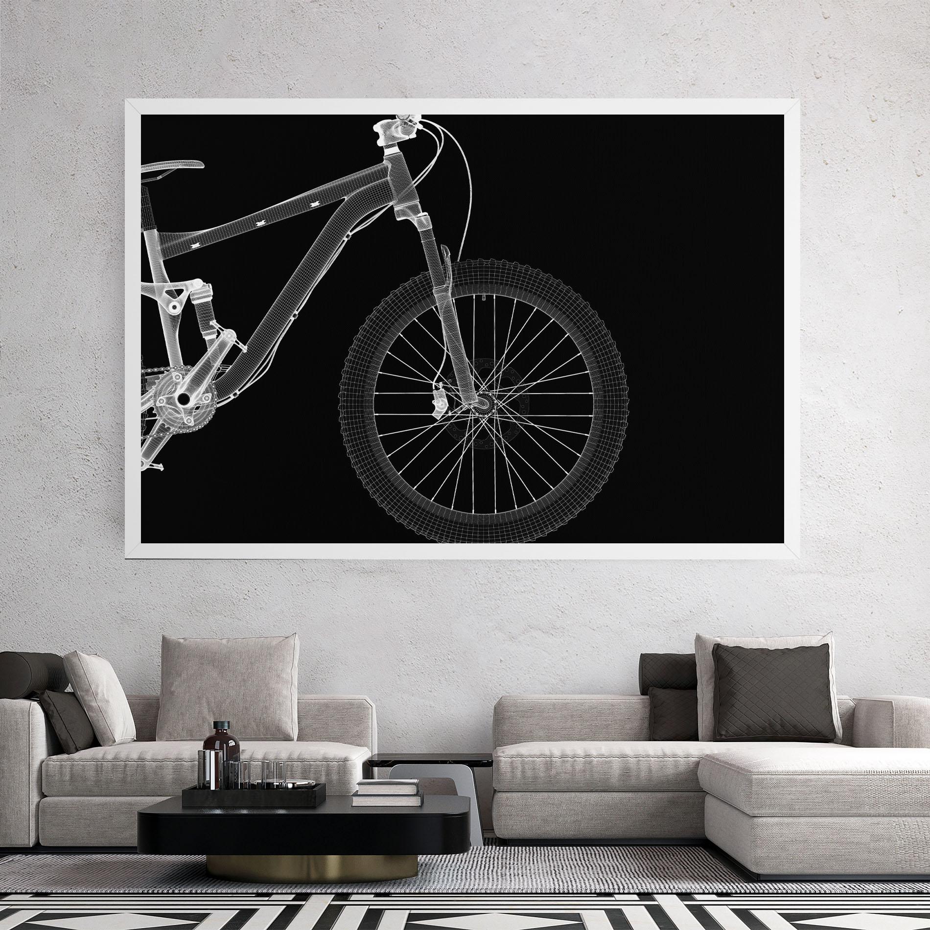 Leinwandbild 3d White Model Bike mockup 2