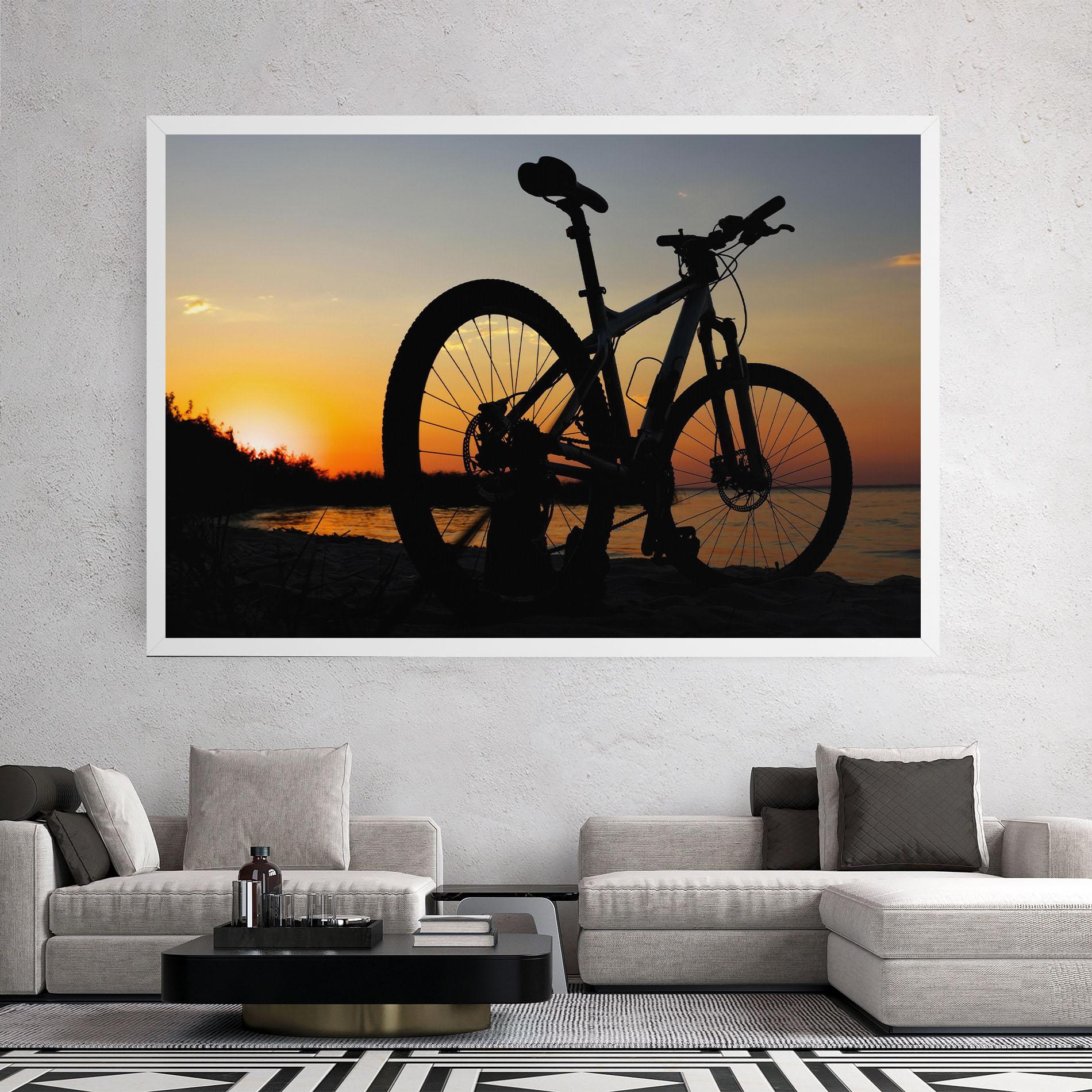 Leinwandbild Beach Bike Silhouette mockup 2