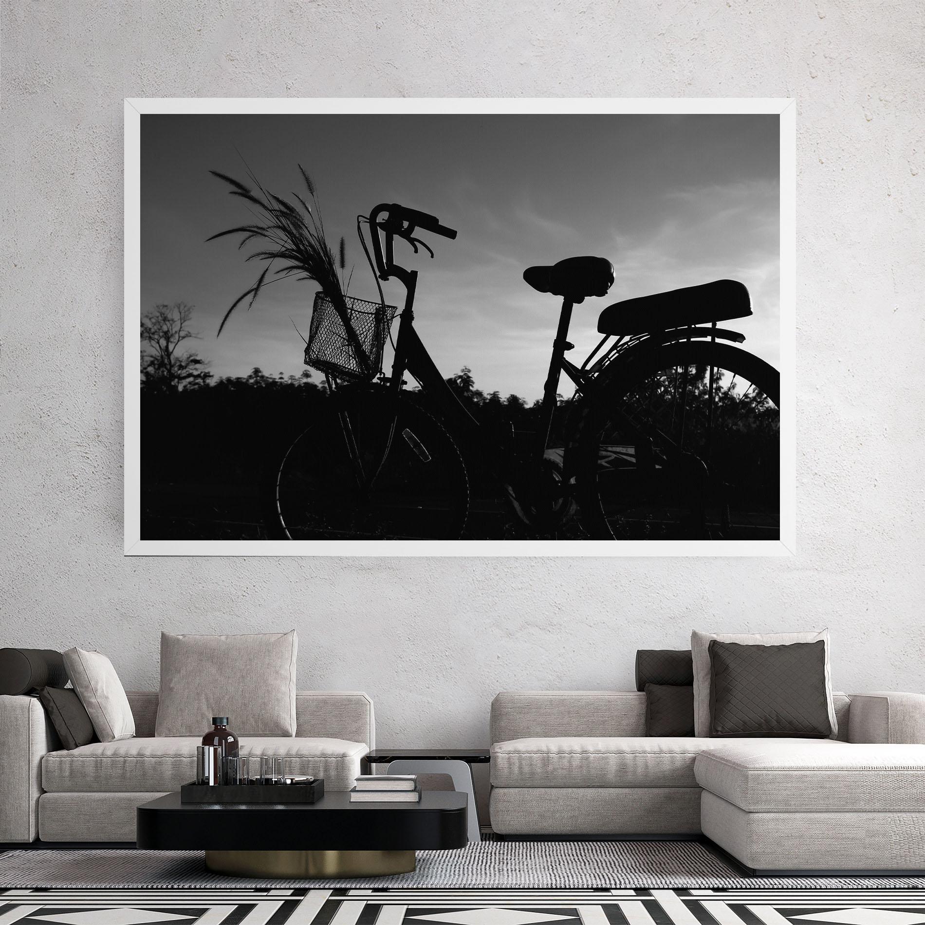 Leinwandbild Black Bike Shilouette mockup 2