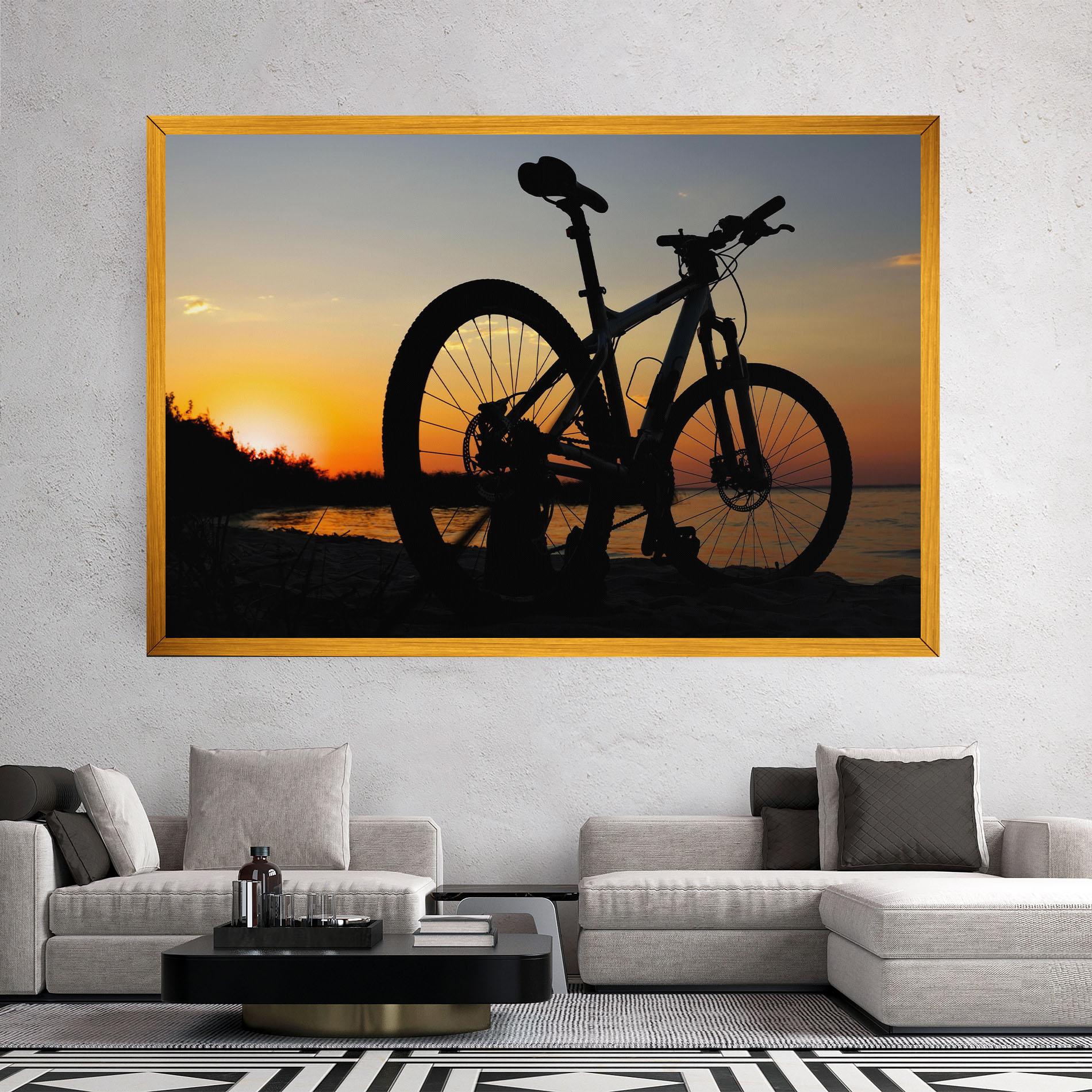 Leinwandbild Beach Bike Silhouette mockup 2