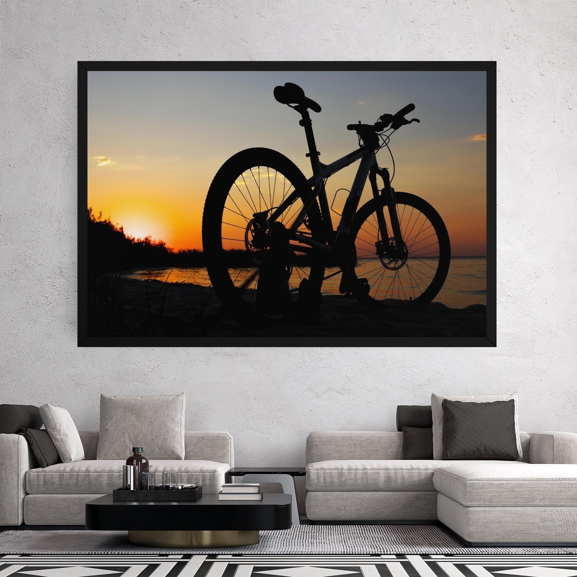 Leinwandbild Beach Bike Silhouette mockup 2