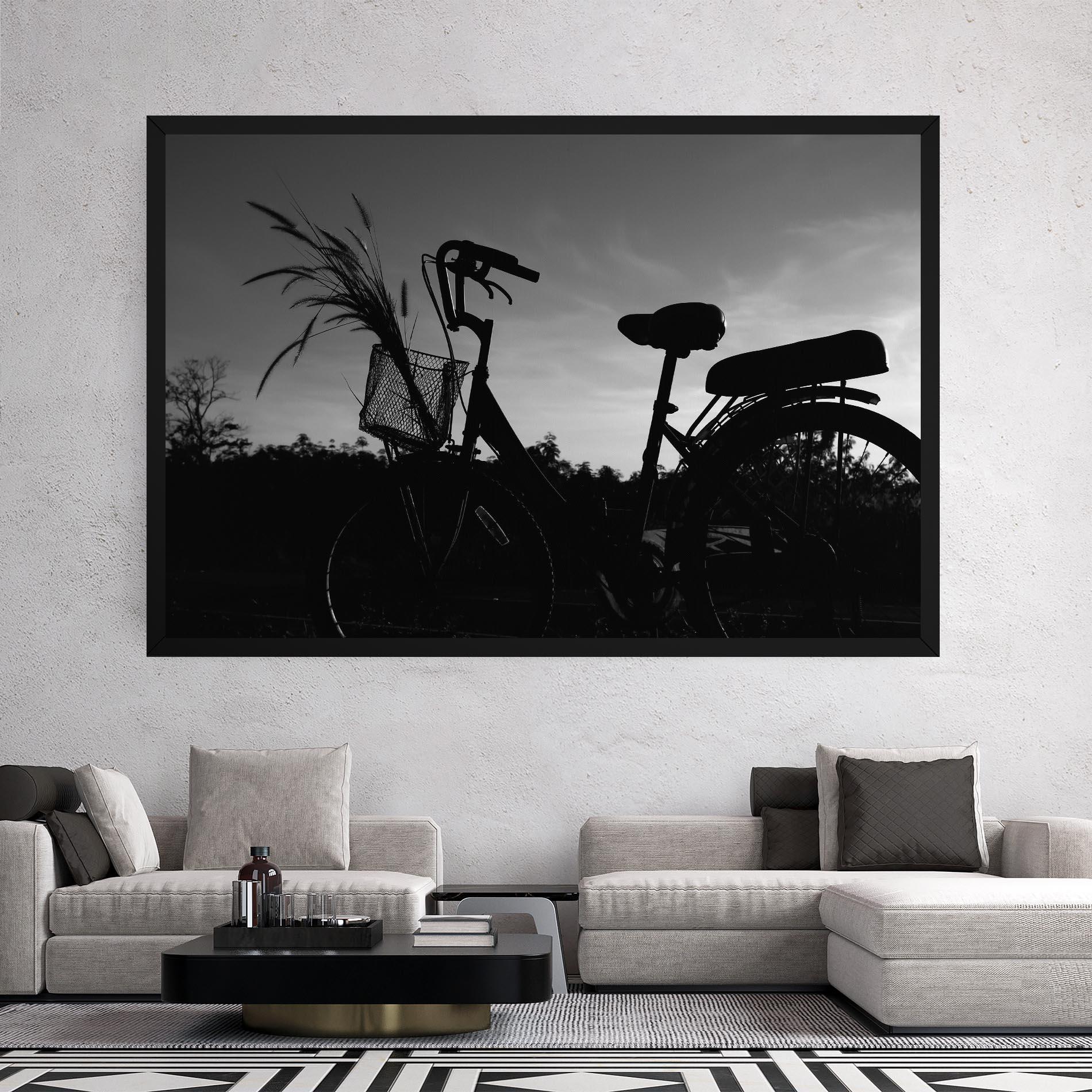 Leinwandbild Black Bike Shilouette mockup 2