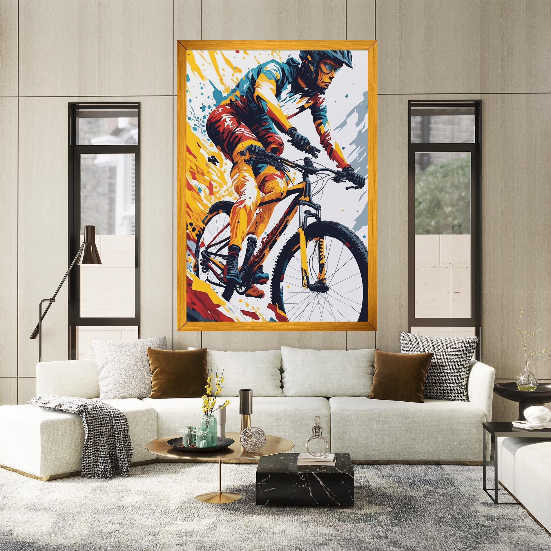 Leinwandbild Yellow Bike Art mockup 2