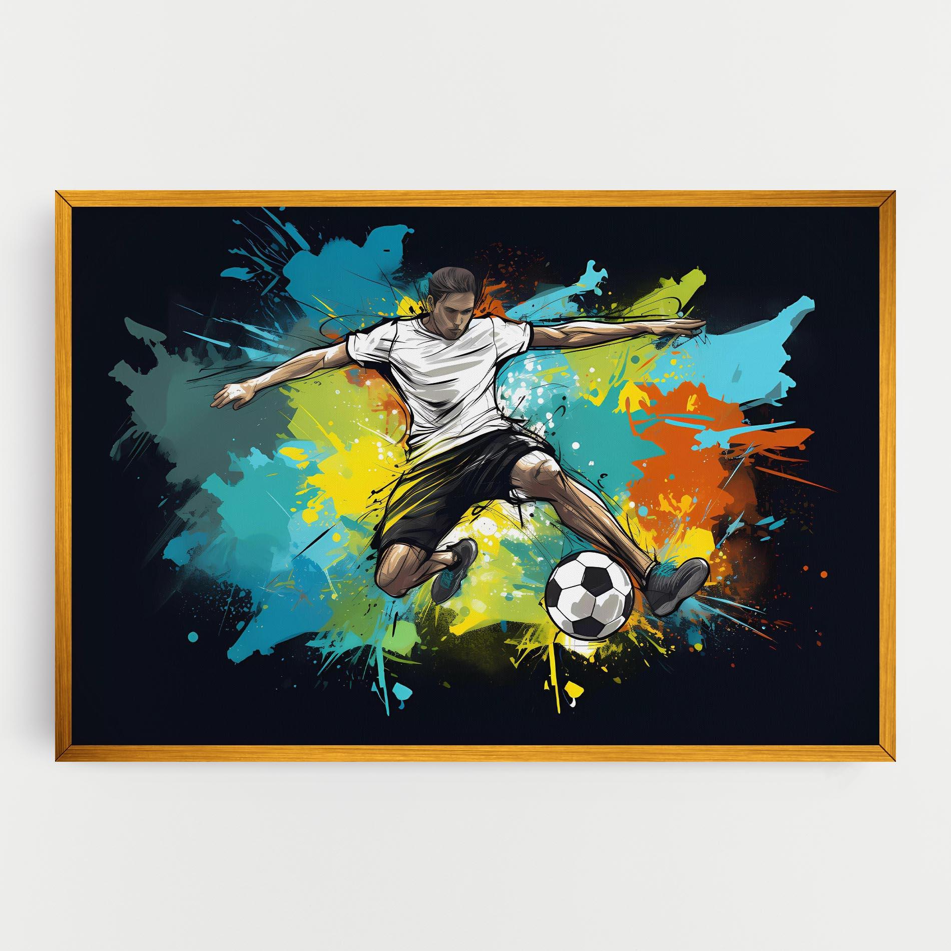 Leinwandbild Green Paint Football Player mockup 0