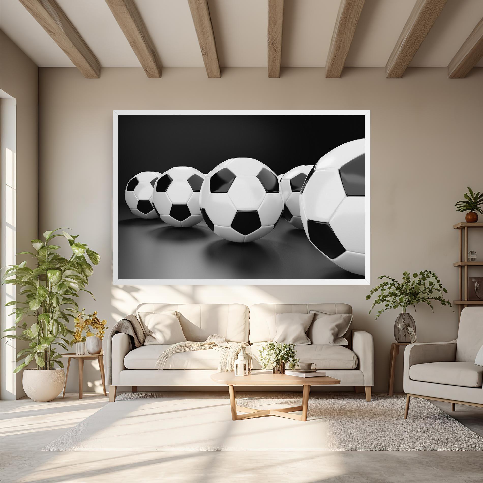 Leinwandbild Black White Football mockup 6