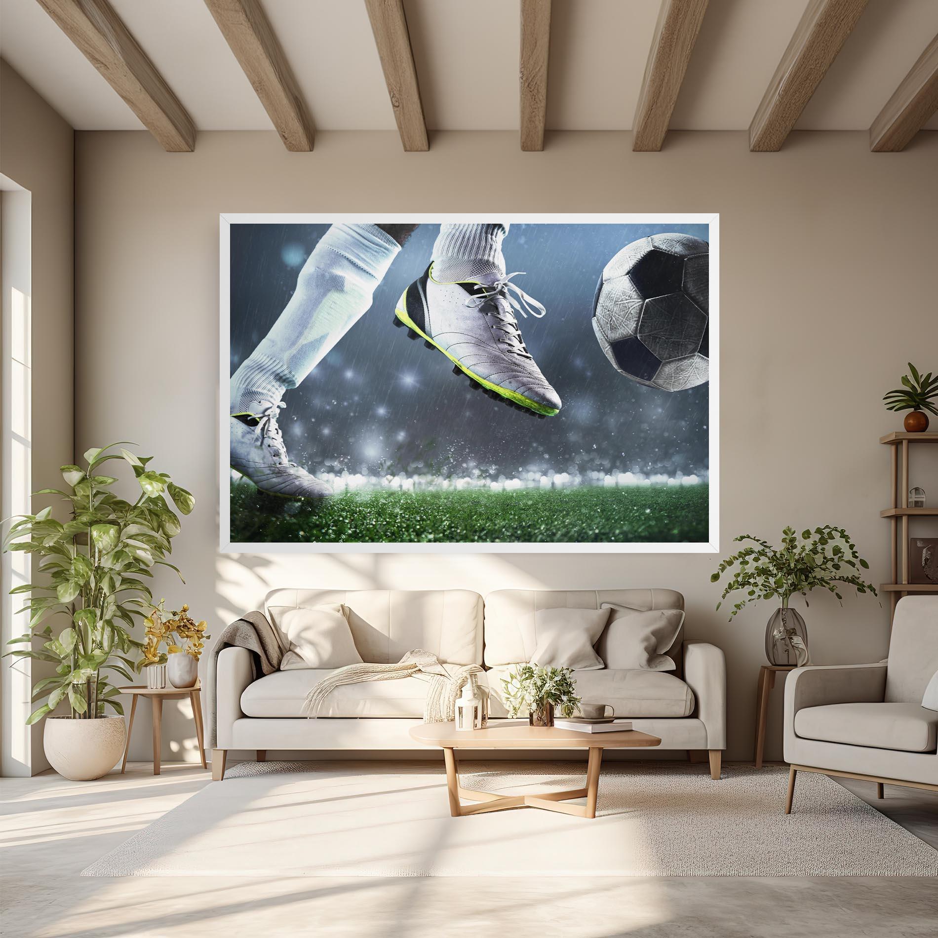 Leinwandbild Close Up Football Scene mockup 6