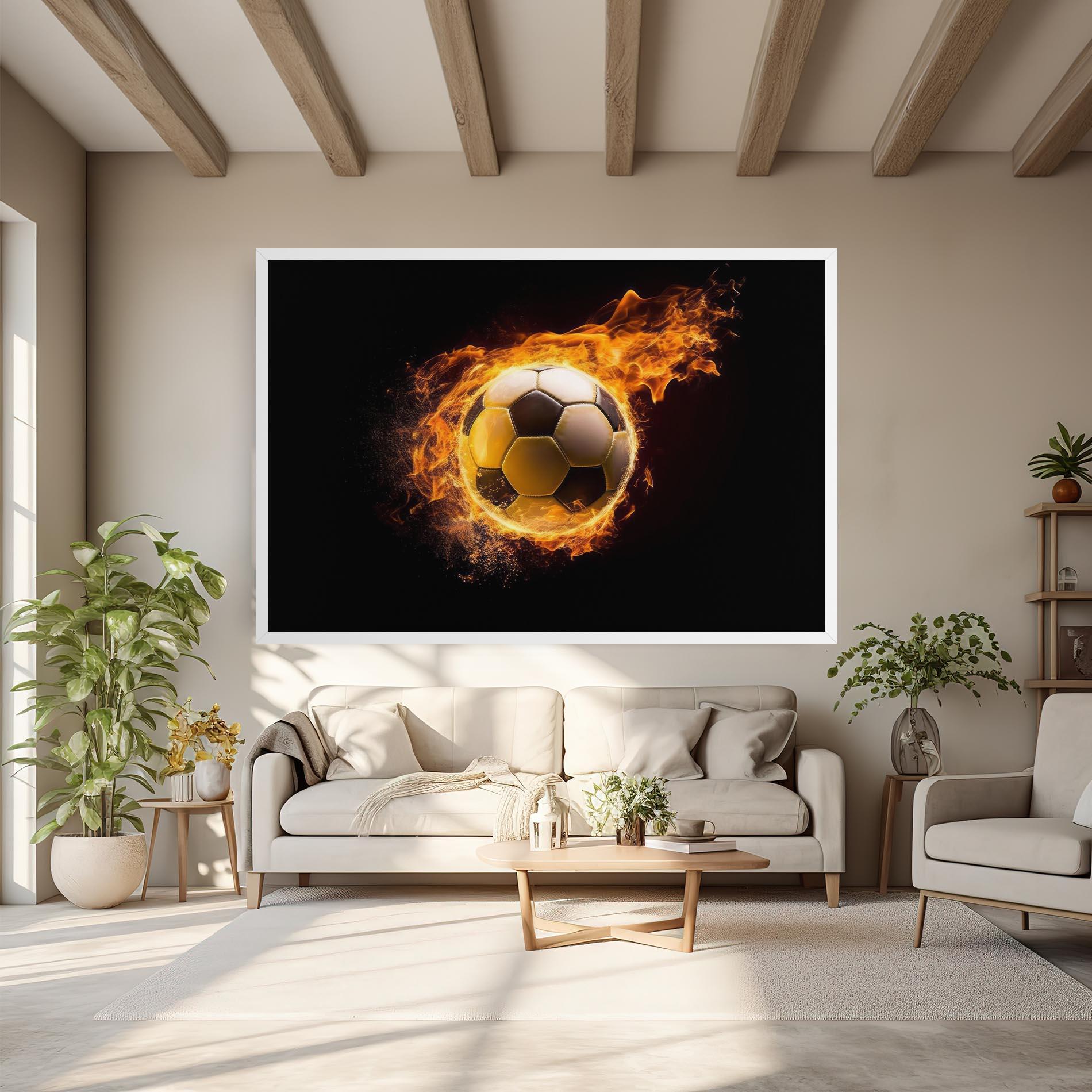 Leinwandbild Fire Football mockup 6