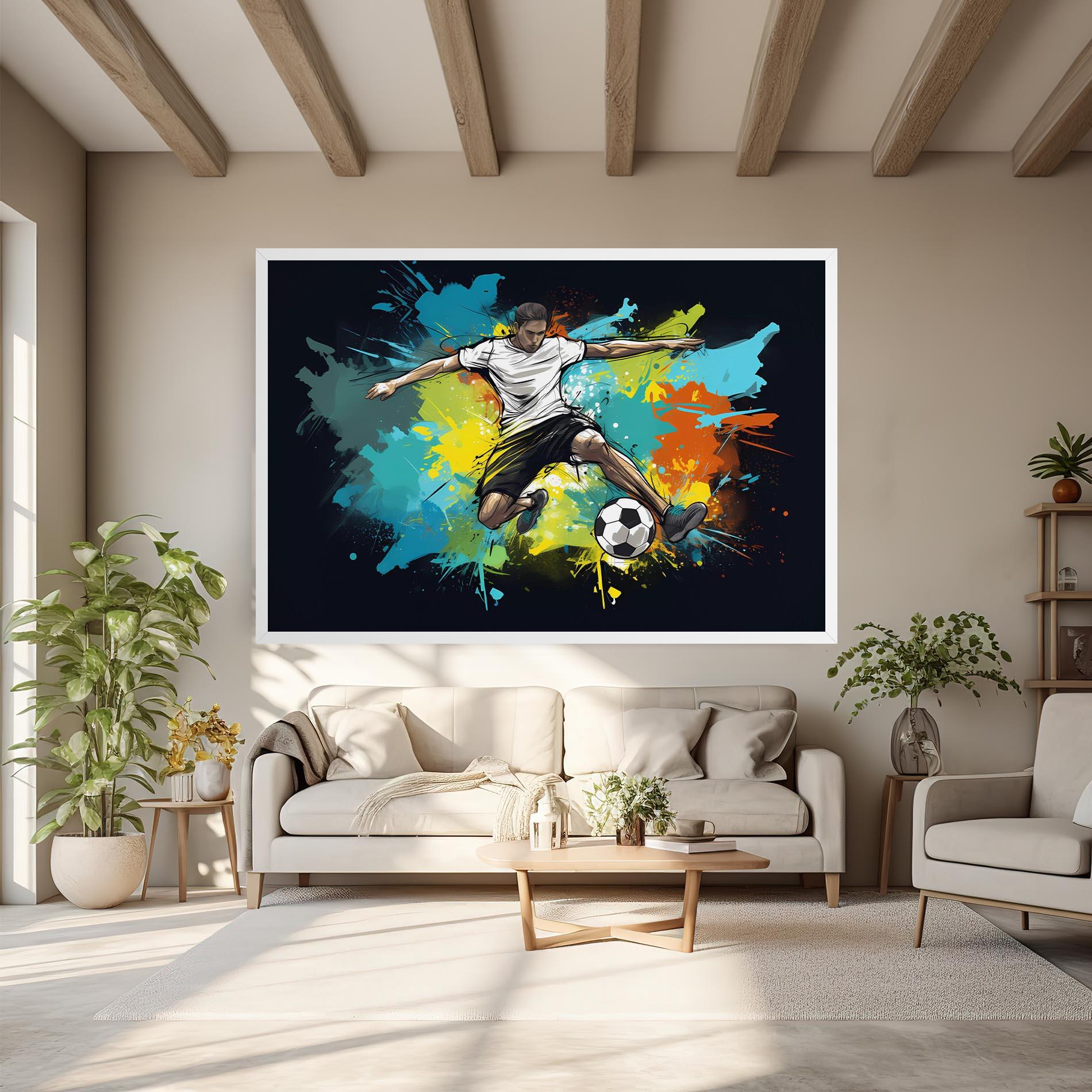 Leinwandbild Green Paint Football Player mockup 6