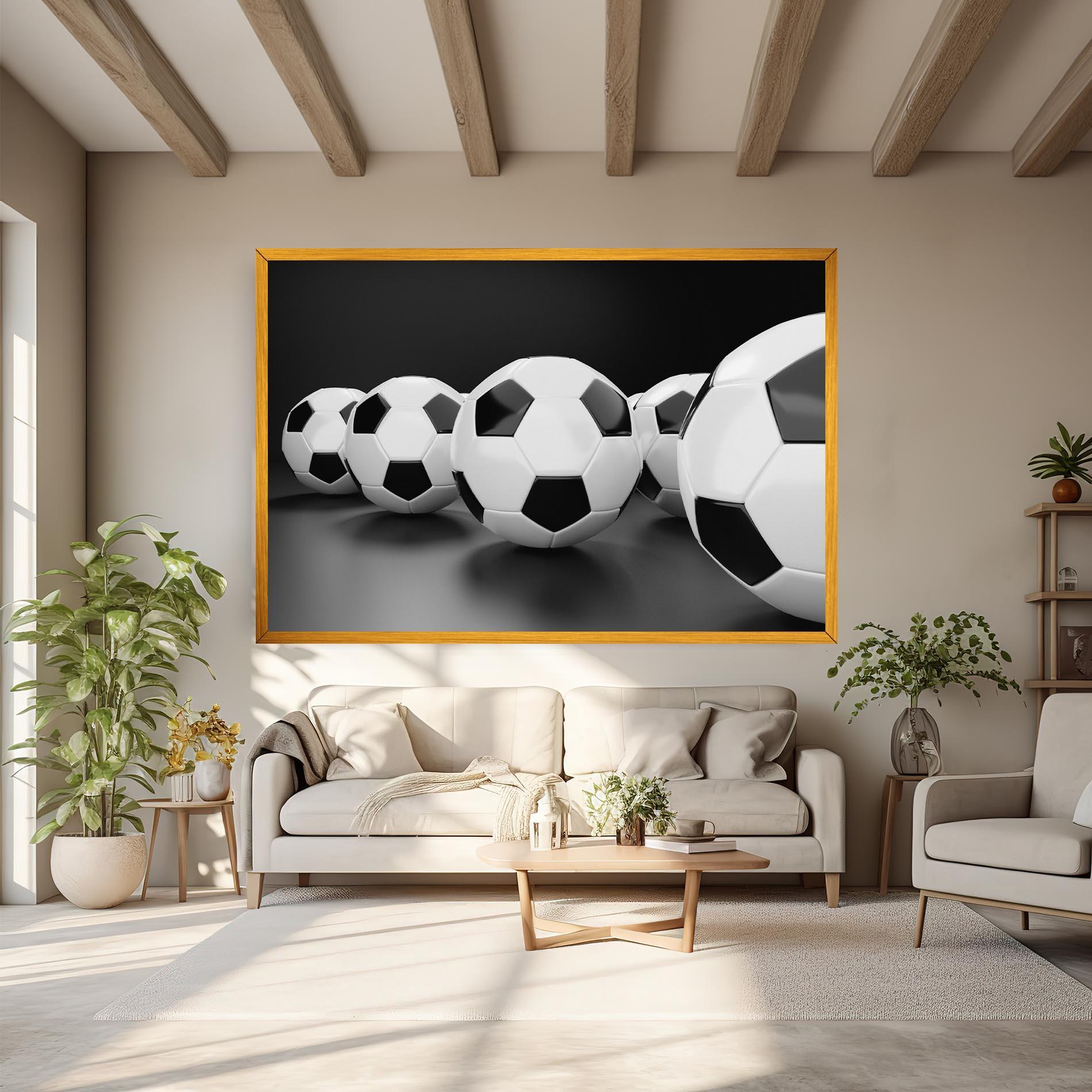 Leinwandbild Black White Football mockup 6