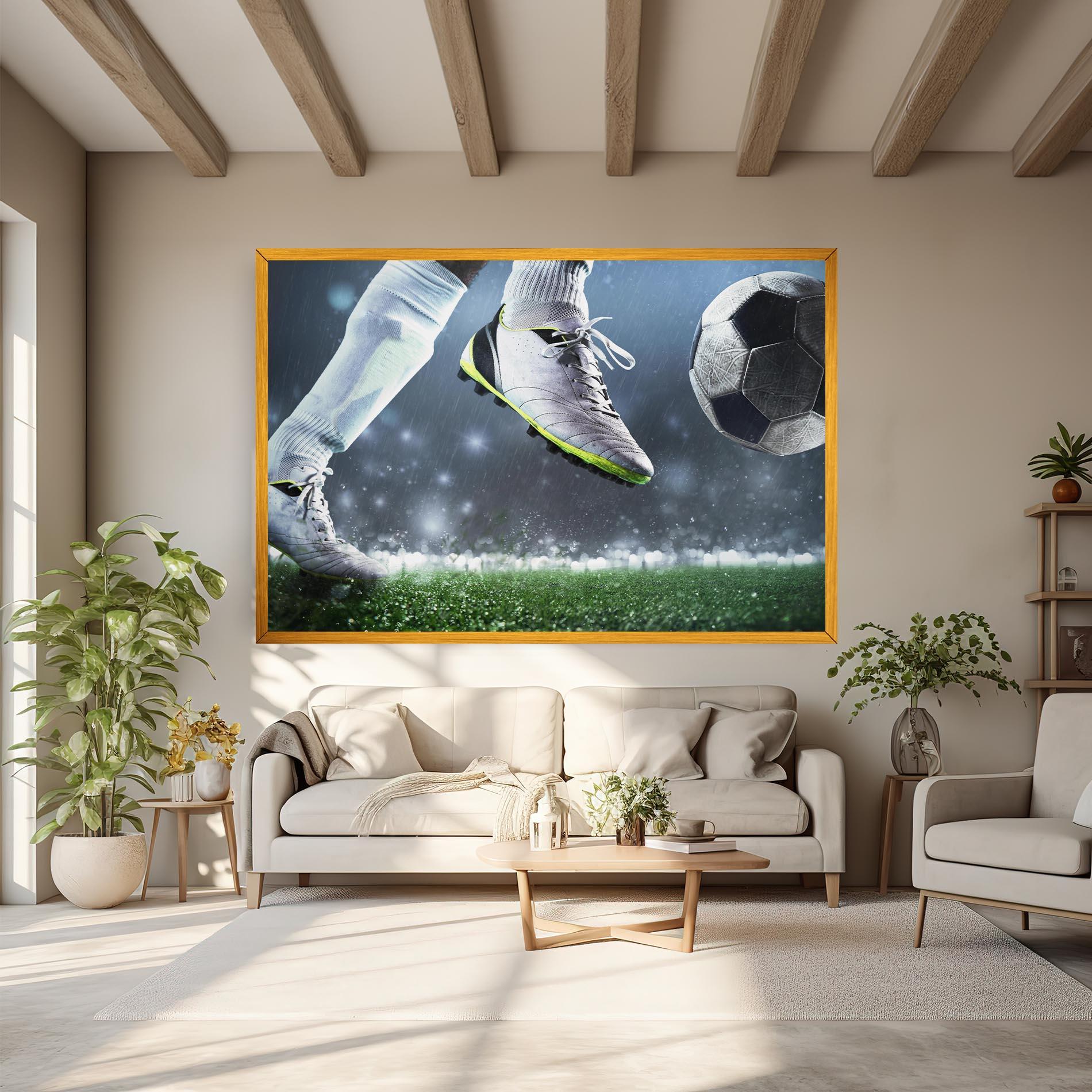 Leinwandbild Close Up Football Scene mockup 6