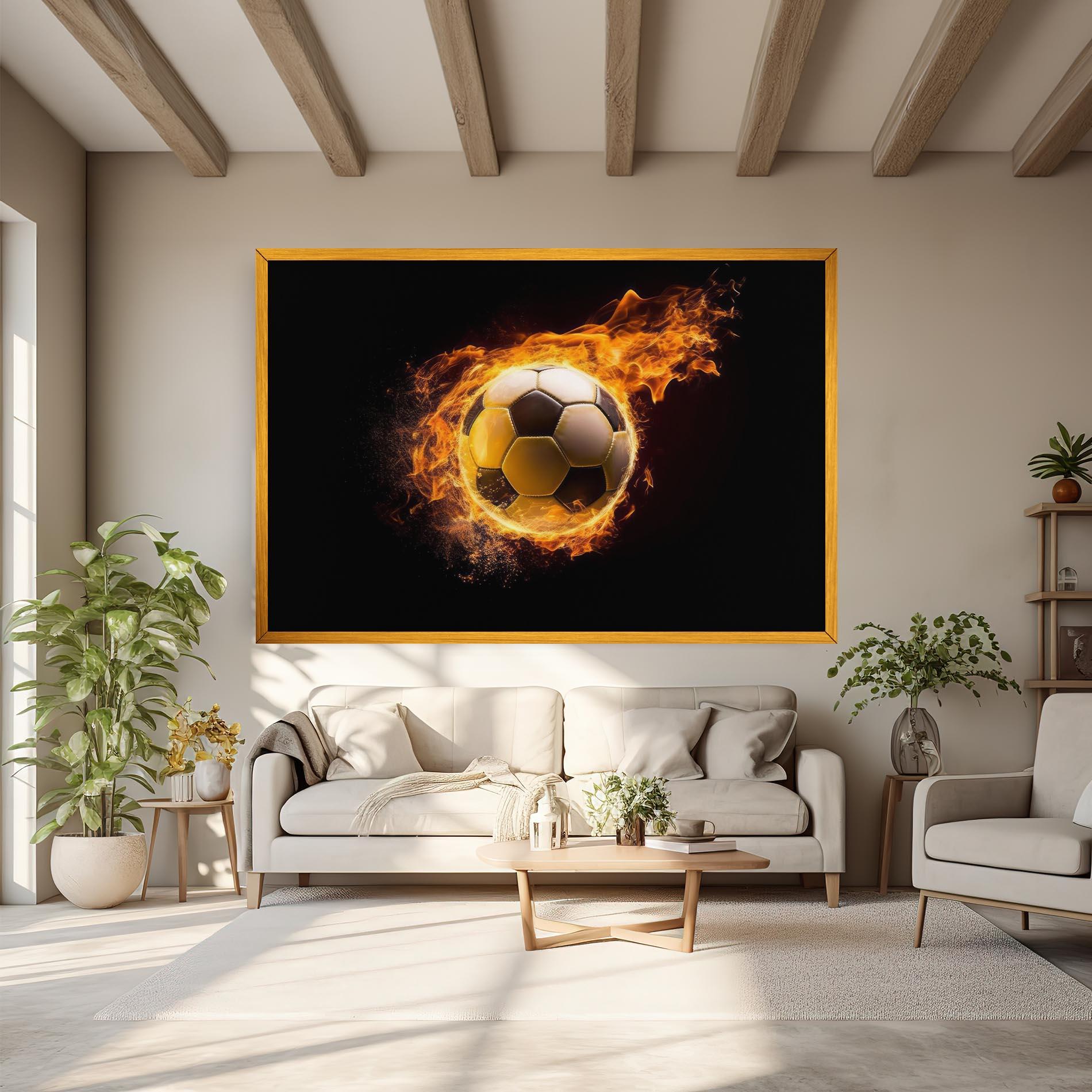 Leinwandbild Fire Football mockup 6