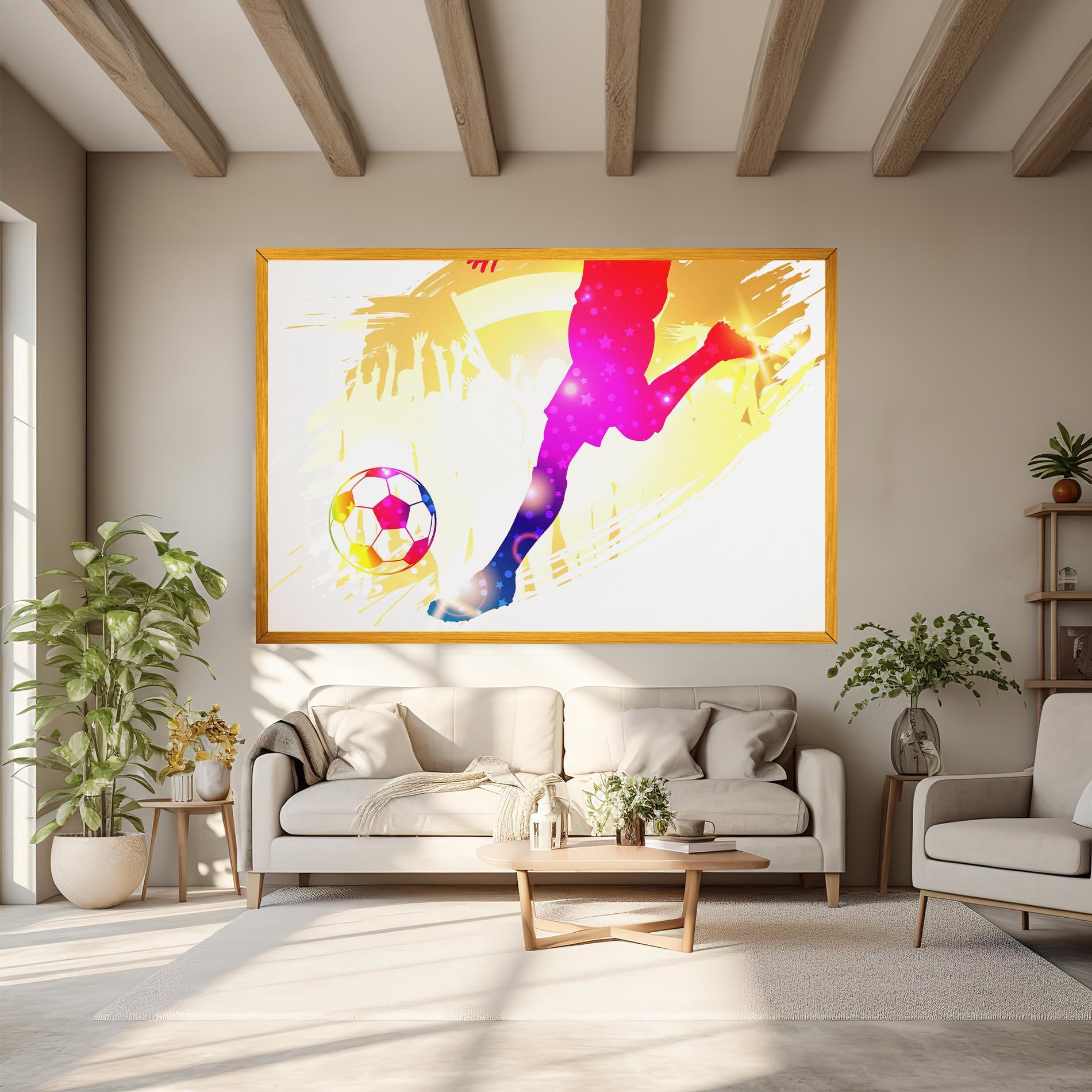 Leinwandbild Football Gold Art mockup 6