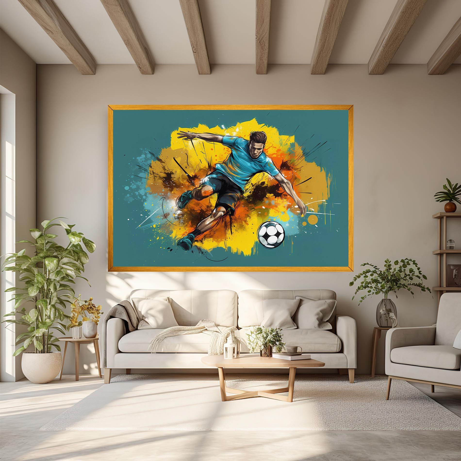 Leinwandbild Football Player Painting mockup 6