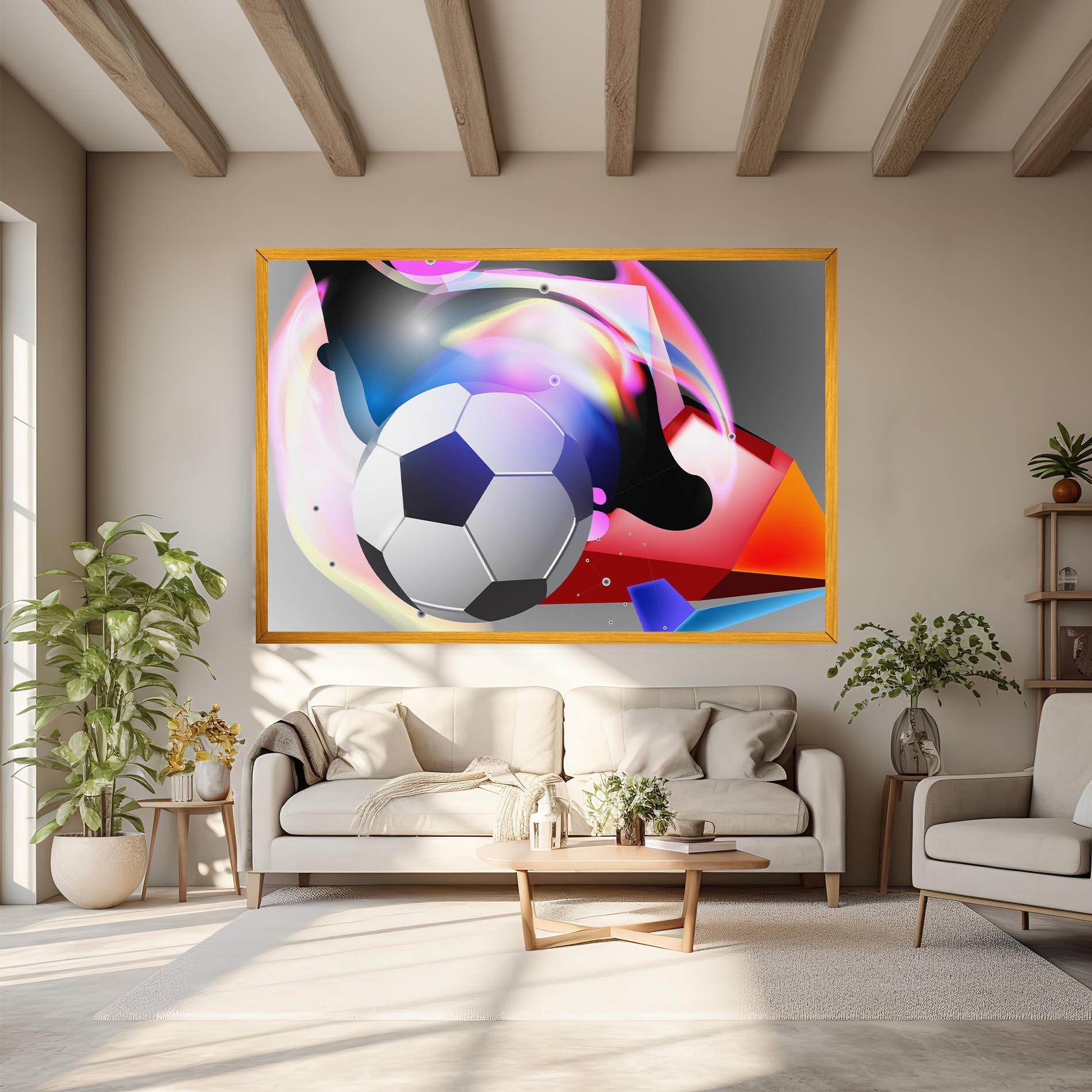 Leinwandbild Pink Blue Football Art mockup 6
