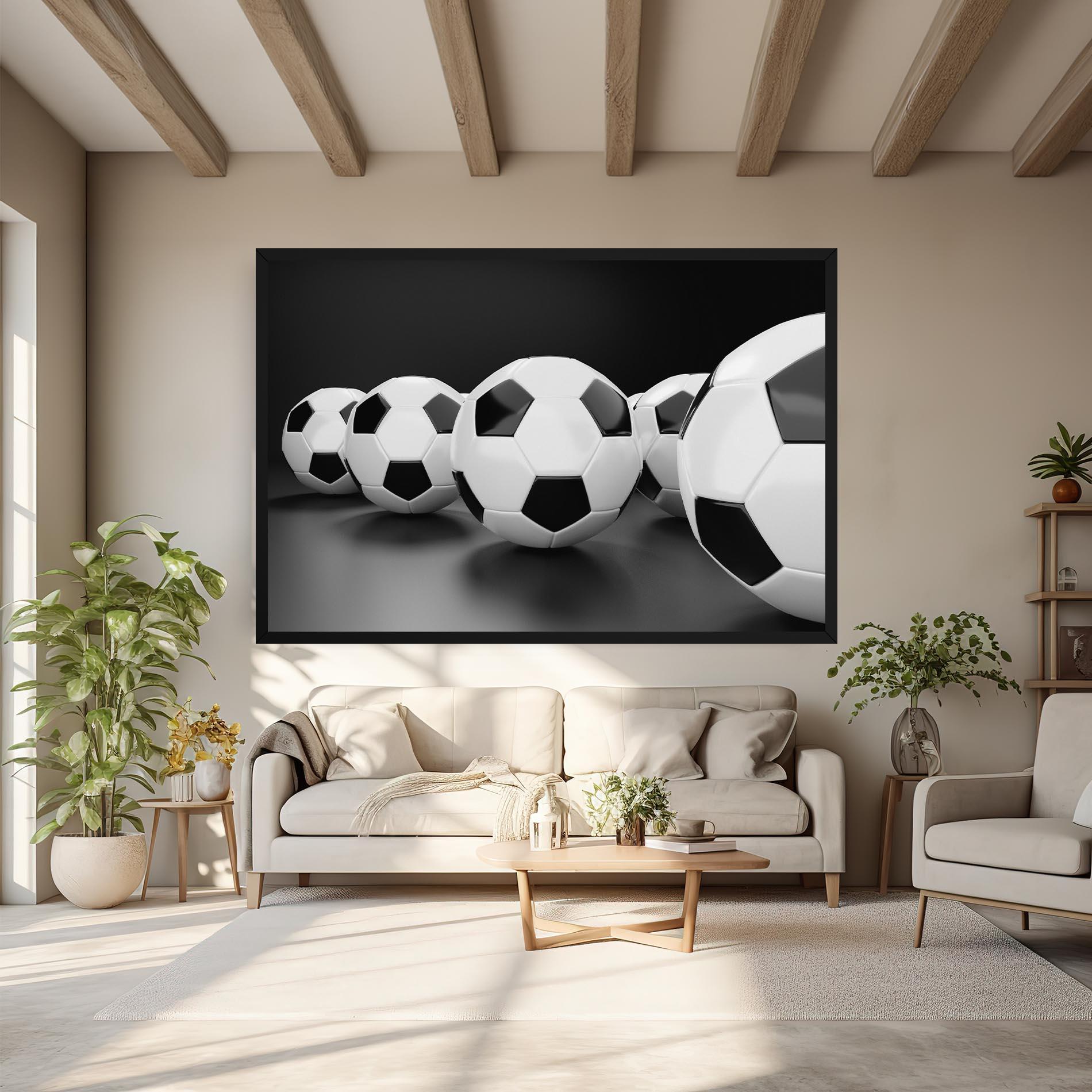 Leinwandbild Black White Football mockup 6
