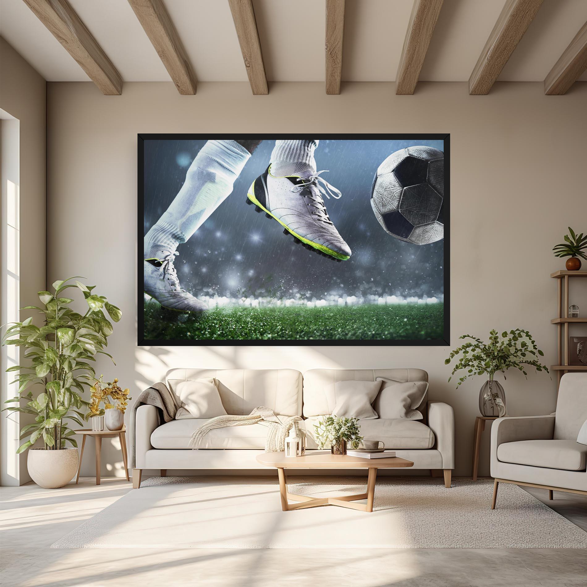 Leinwandbild Close Up Football Scene mockup 6