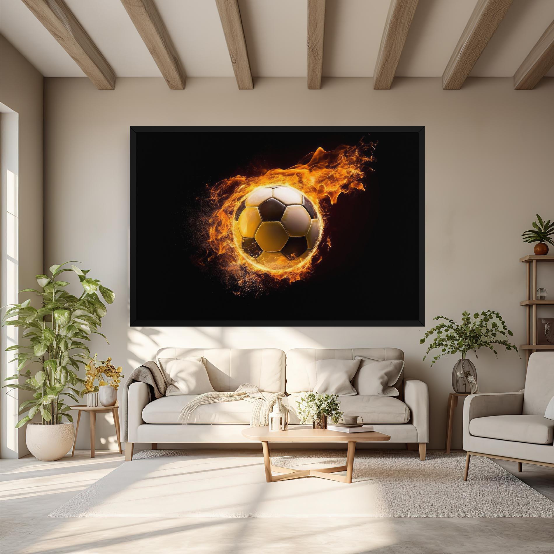 Leinwandbild Fire Football mockup 6