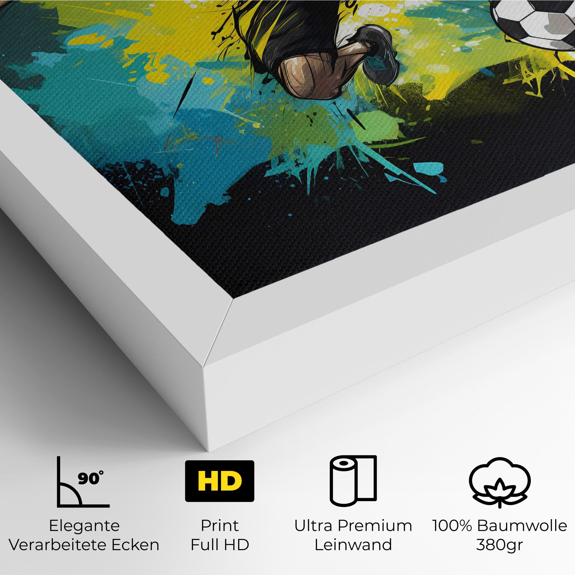 Leinwandbild Green Paint Football Player mockup 4