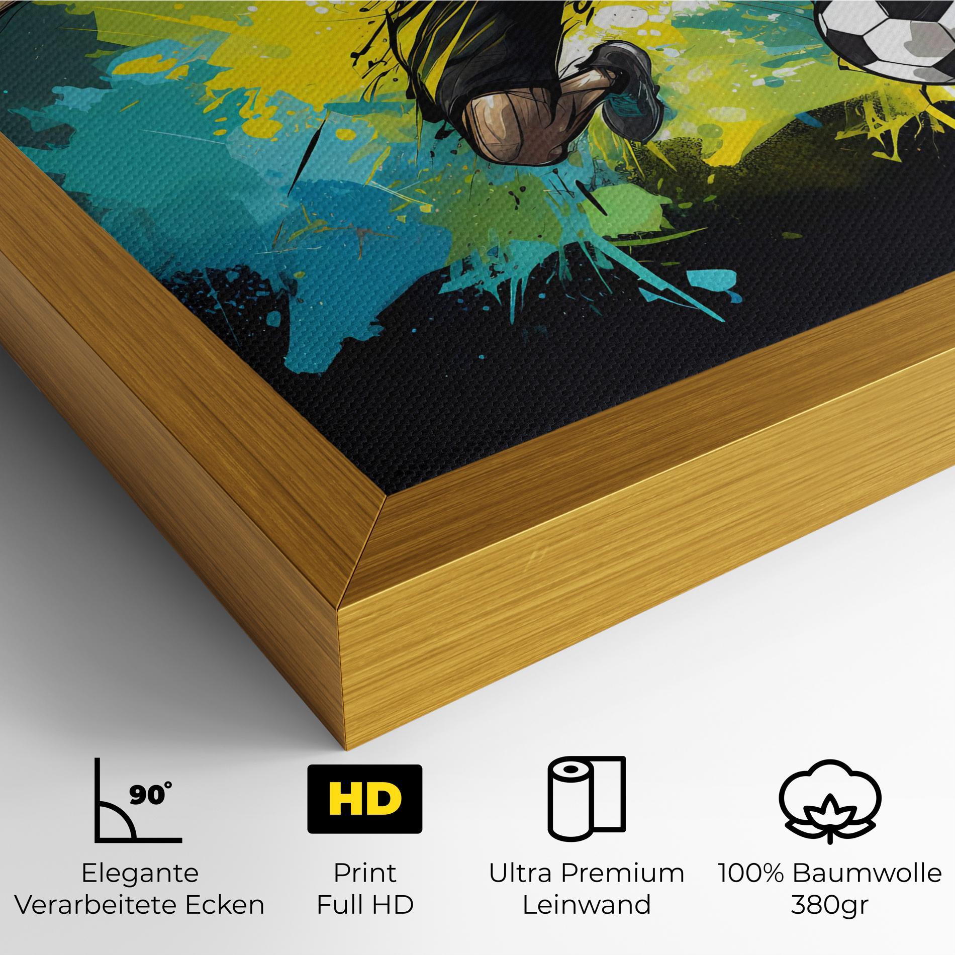 Leinwandbild Green Paint Football Player mockup 4