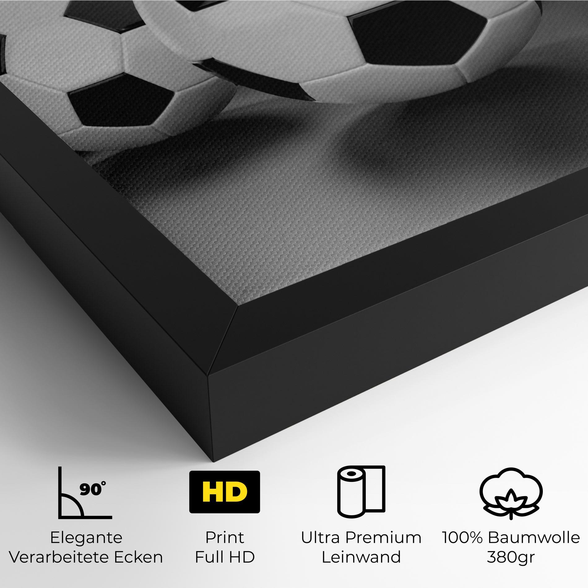 Leinwandbild Black White Football mockup 4