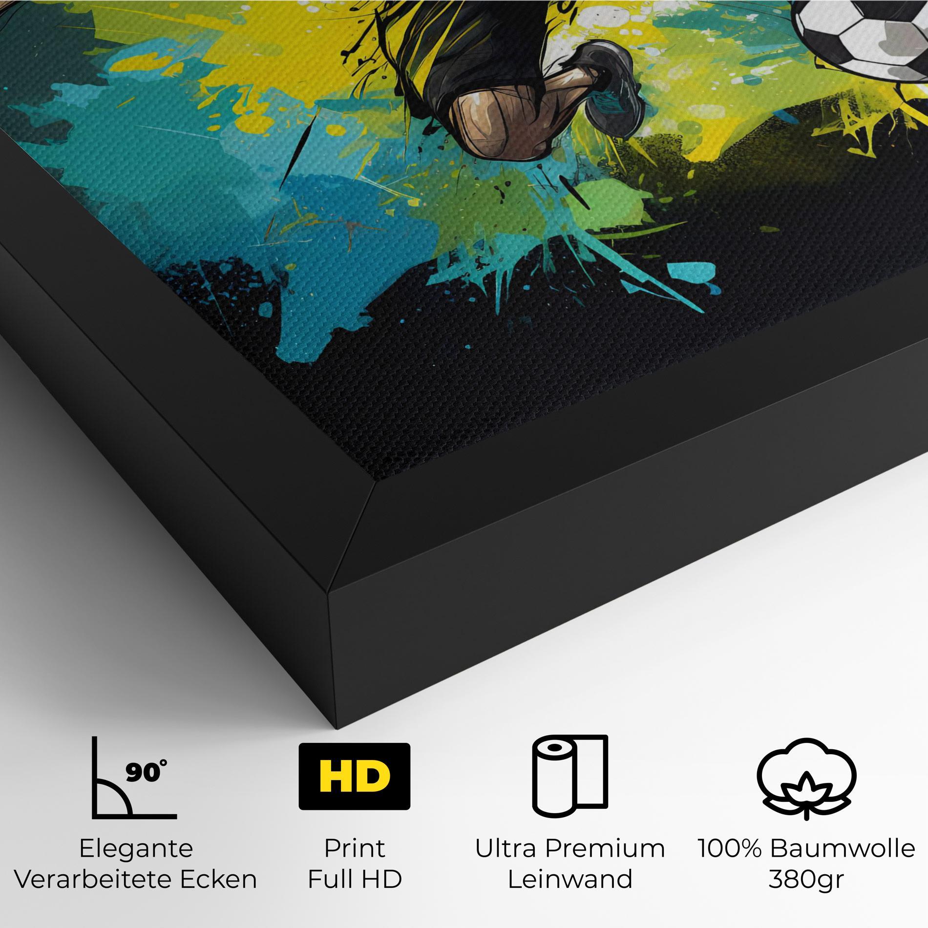 Leinwandbild Green Paint Football Player mockup 4