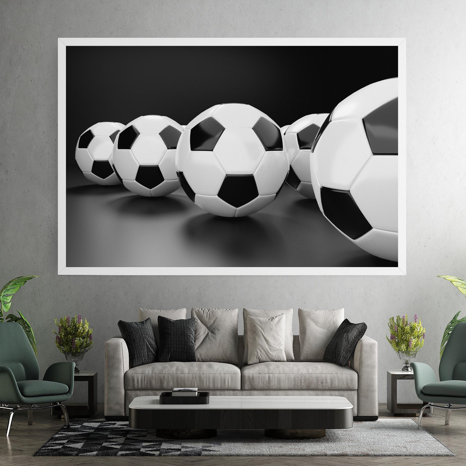 Leinwandbild Black White Football mockup 7