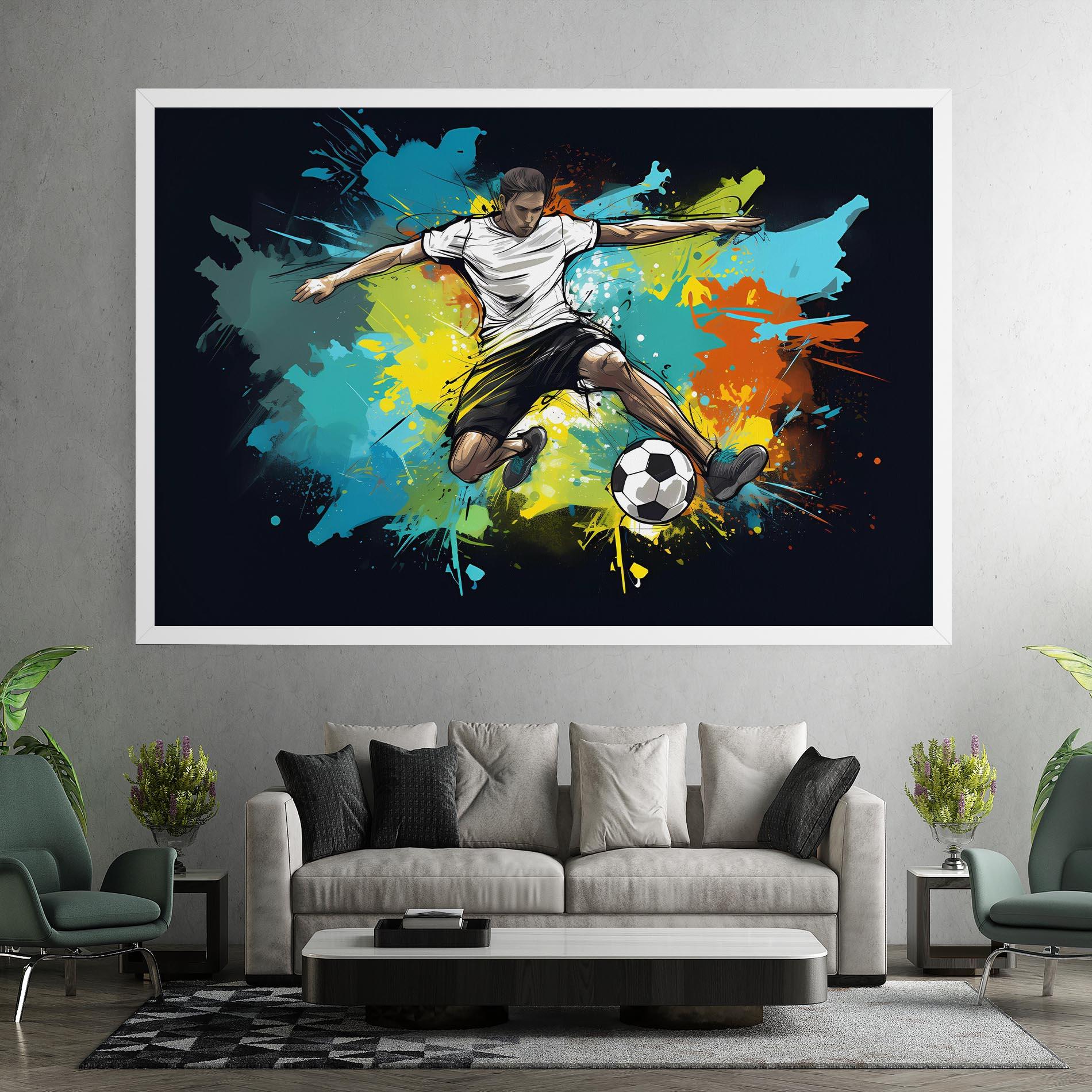 Leinwandbild Green Paint Football Player mockup 7