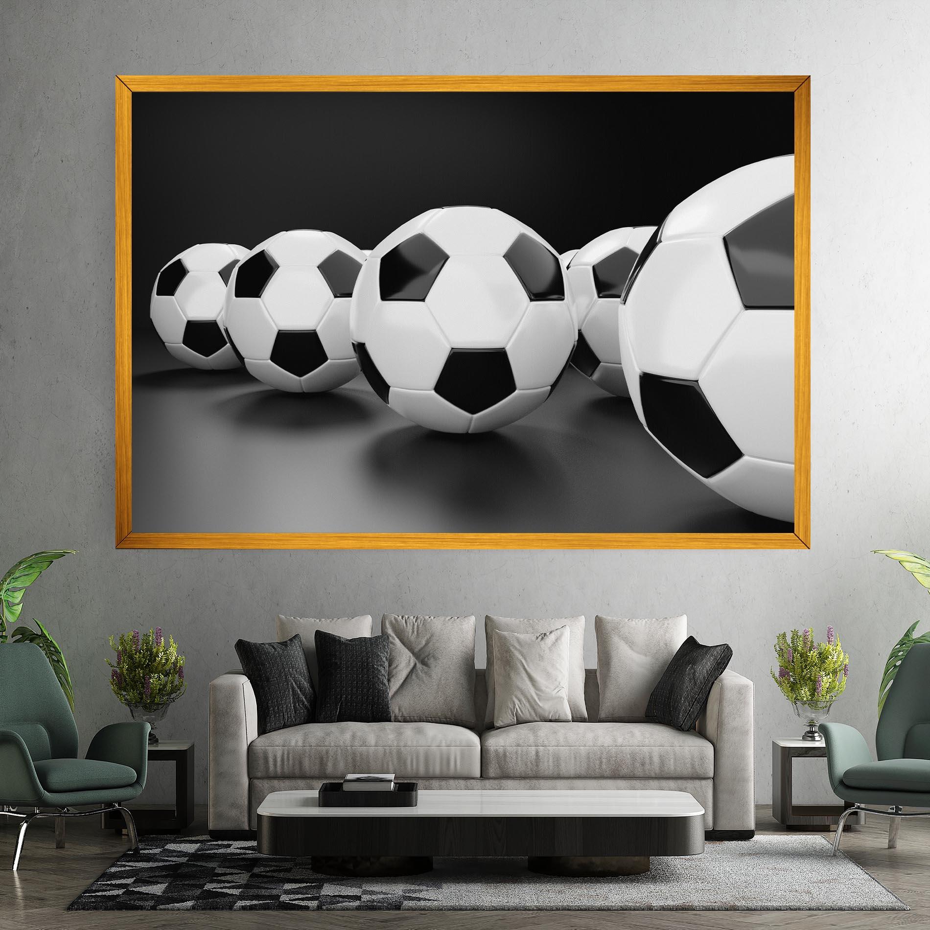 Leinwandbild Black White Football mockup 7
