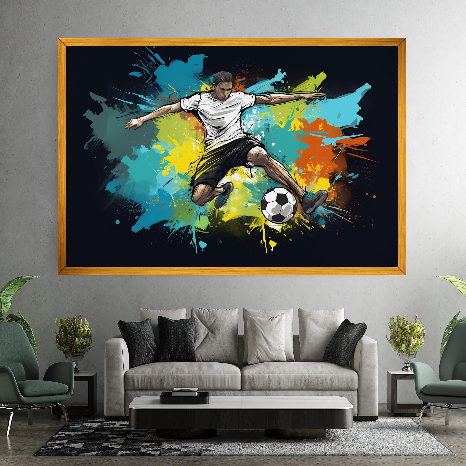 Leinwandbild Green Paint Football Player mockup 7