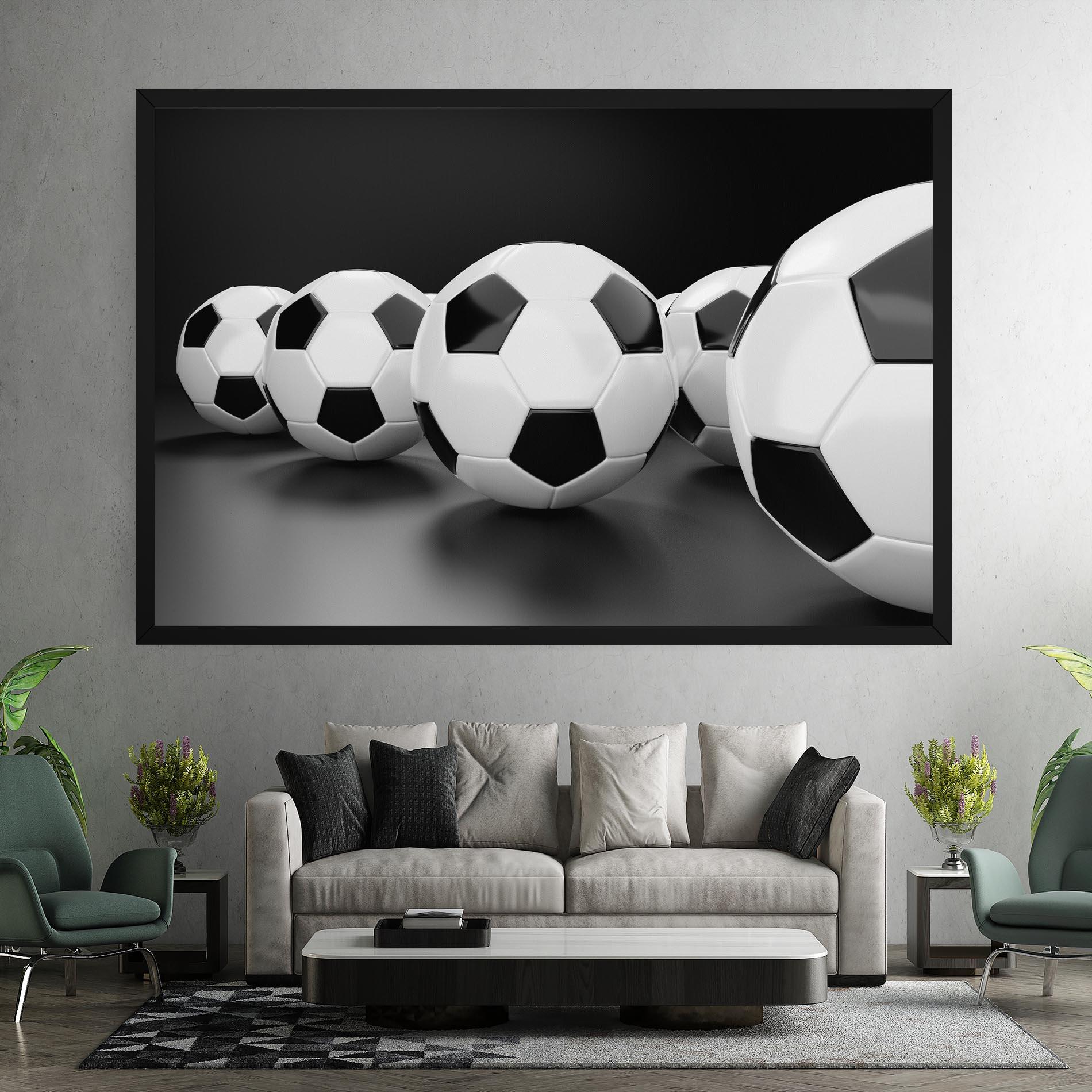 Leinwandbild Black White Football mockup 7