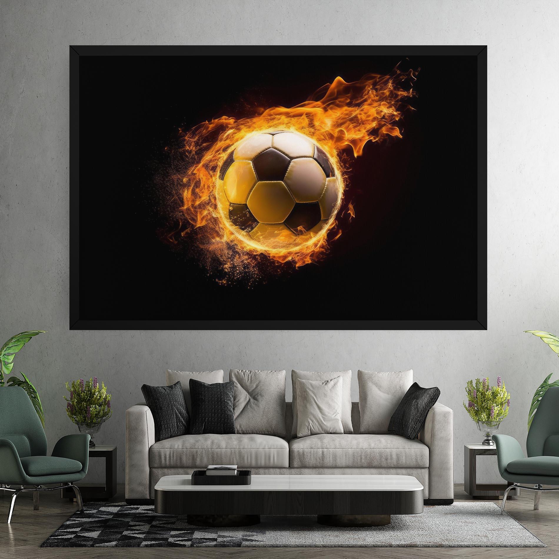 Leinwandbild Fire Football mockup 7
